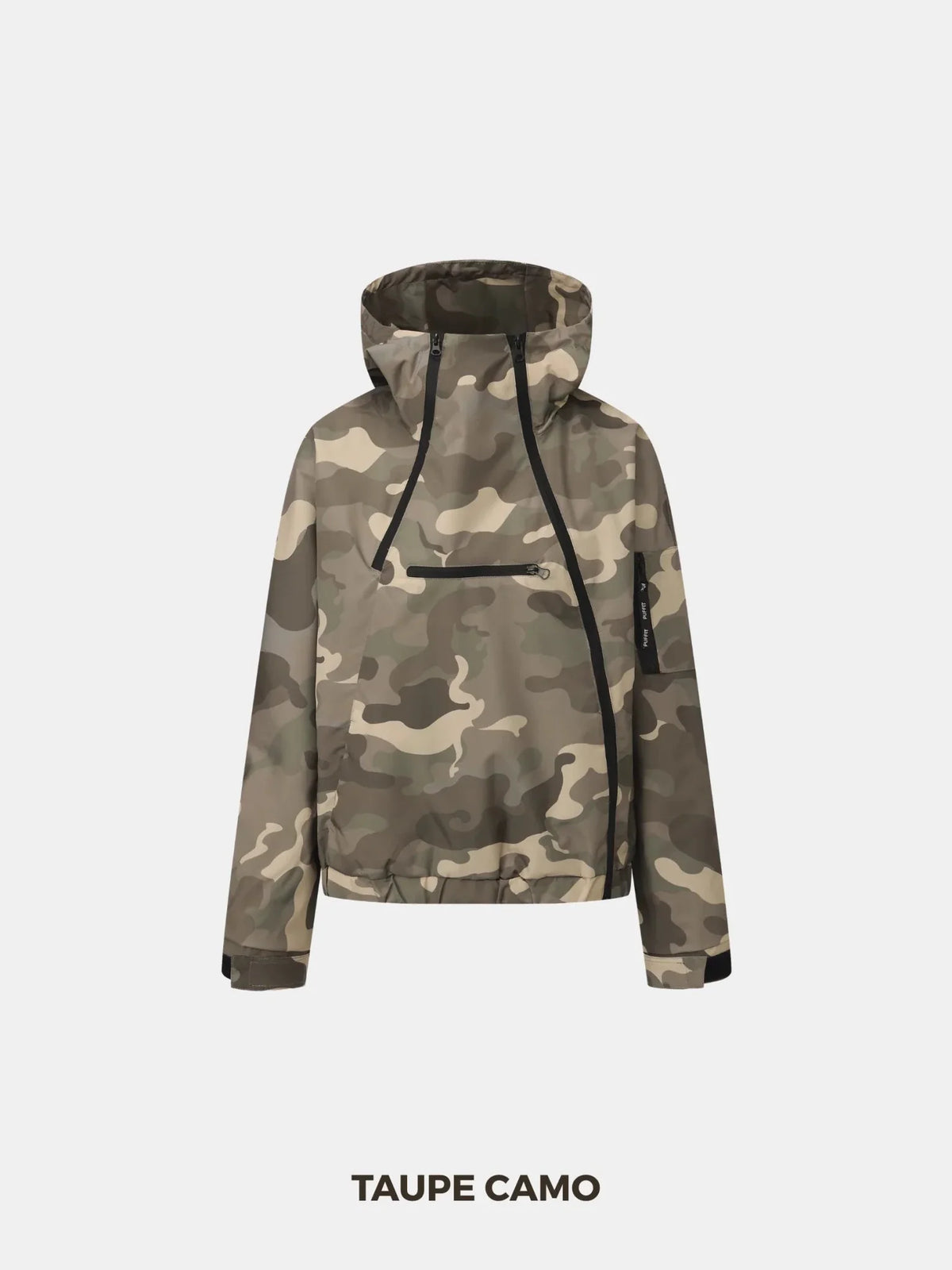PUFFLT Short Asymmetric Zip Rain Hoodie