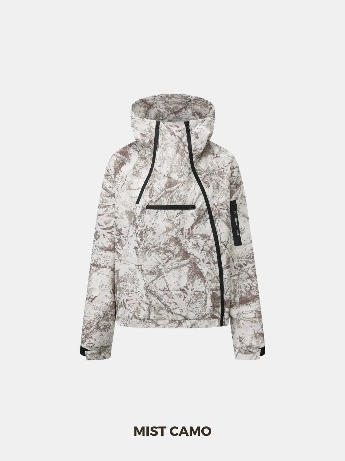 PUFFLT Short Asymmetric Zip Rain Hoodie