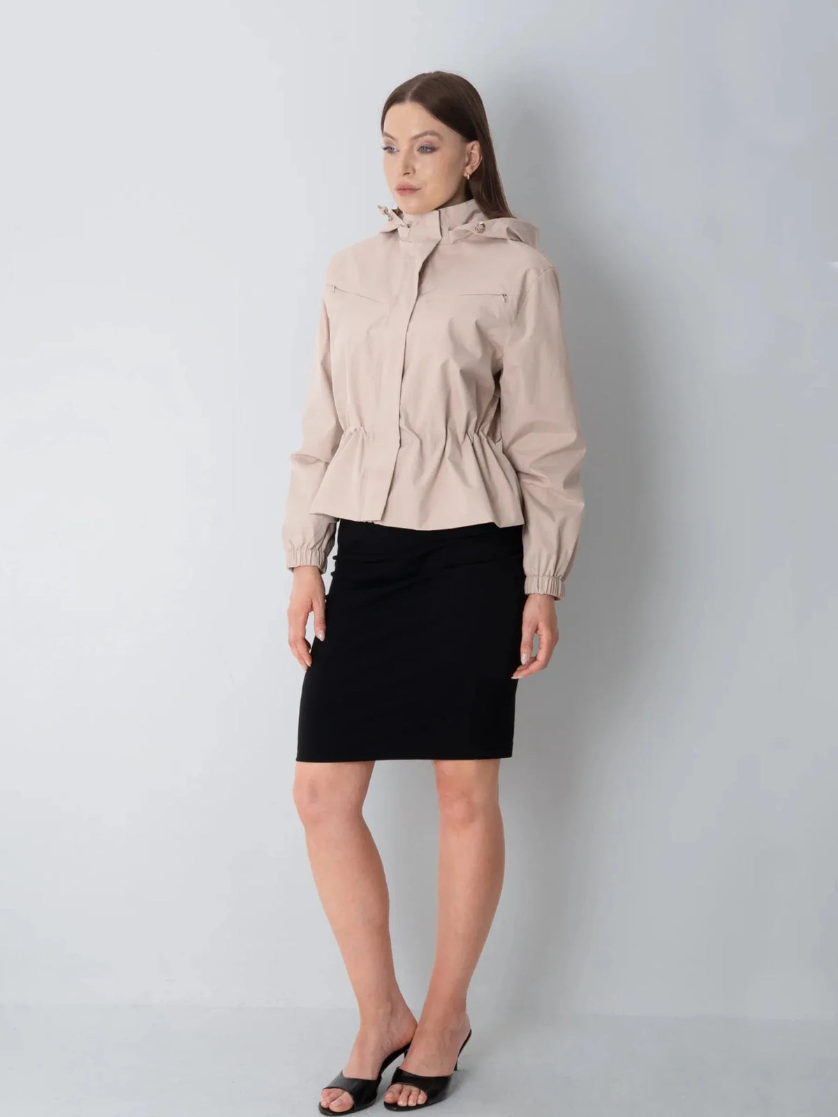 PUFFLT Short Drawstring Waist Rain Jacket