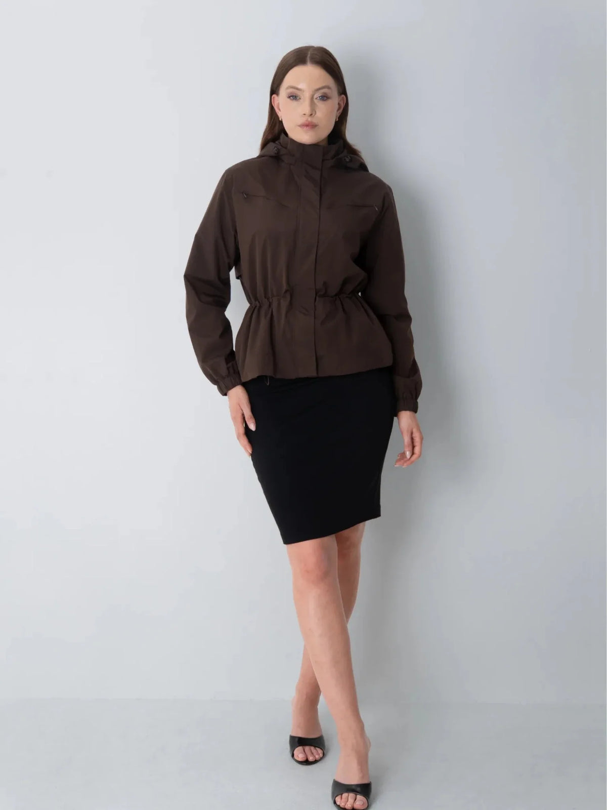 PUFFLT Short Drawstring Waist Rain Jacket