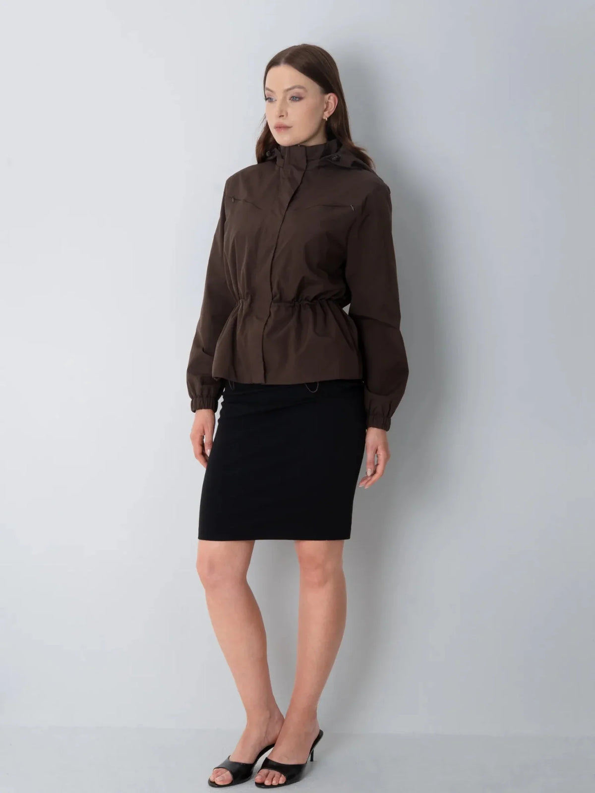PUFFLT Short Drawstring Waist Rain Jacket