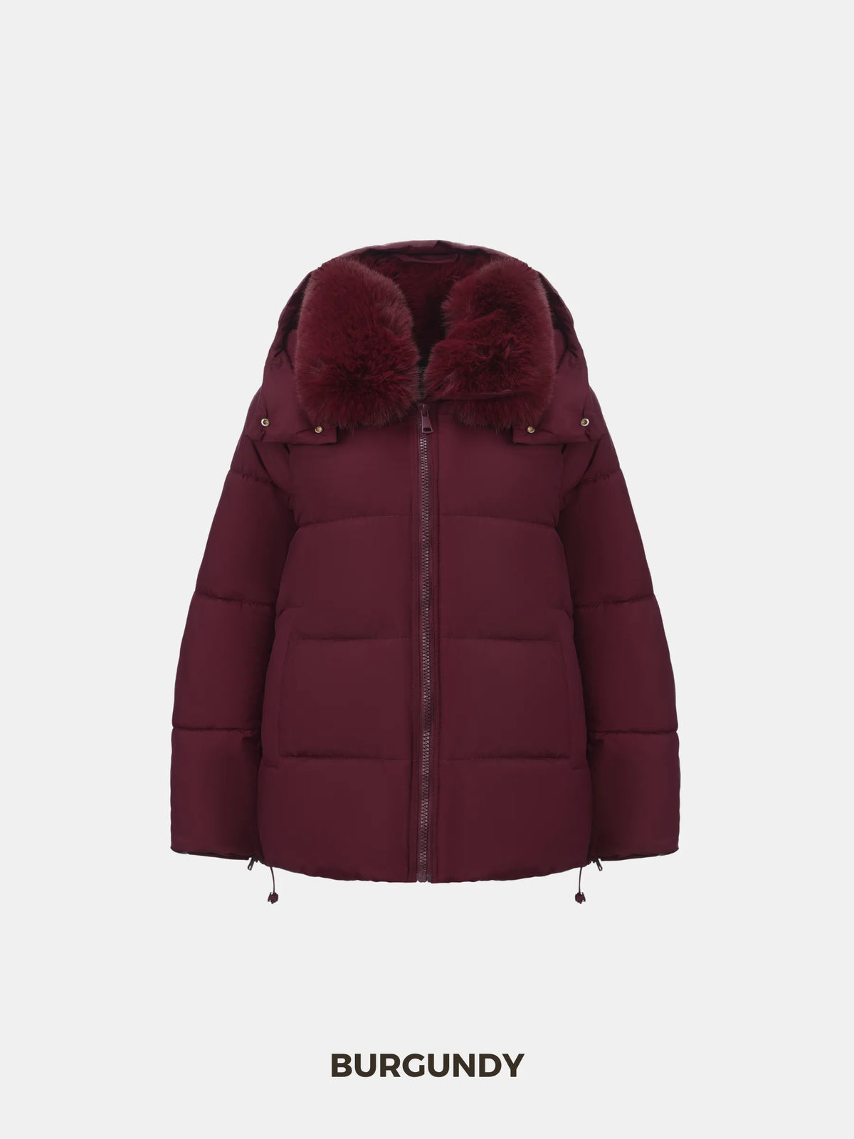 PUFFLT Detachable Faux Fur Collar Hooded Puffer
