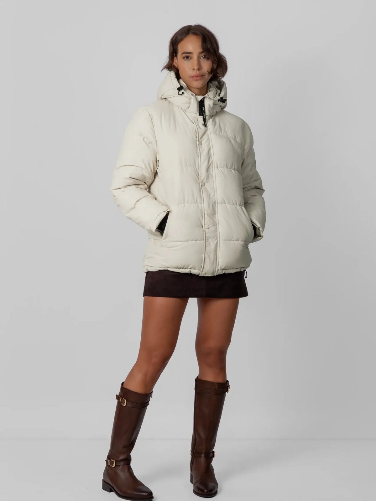 PUFFLT Detachable Hooded Regular Length Puffer Jacket