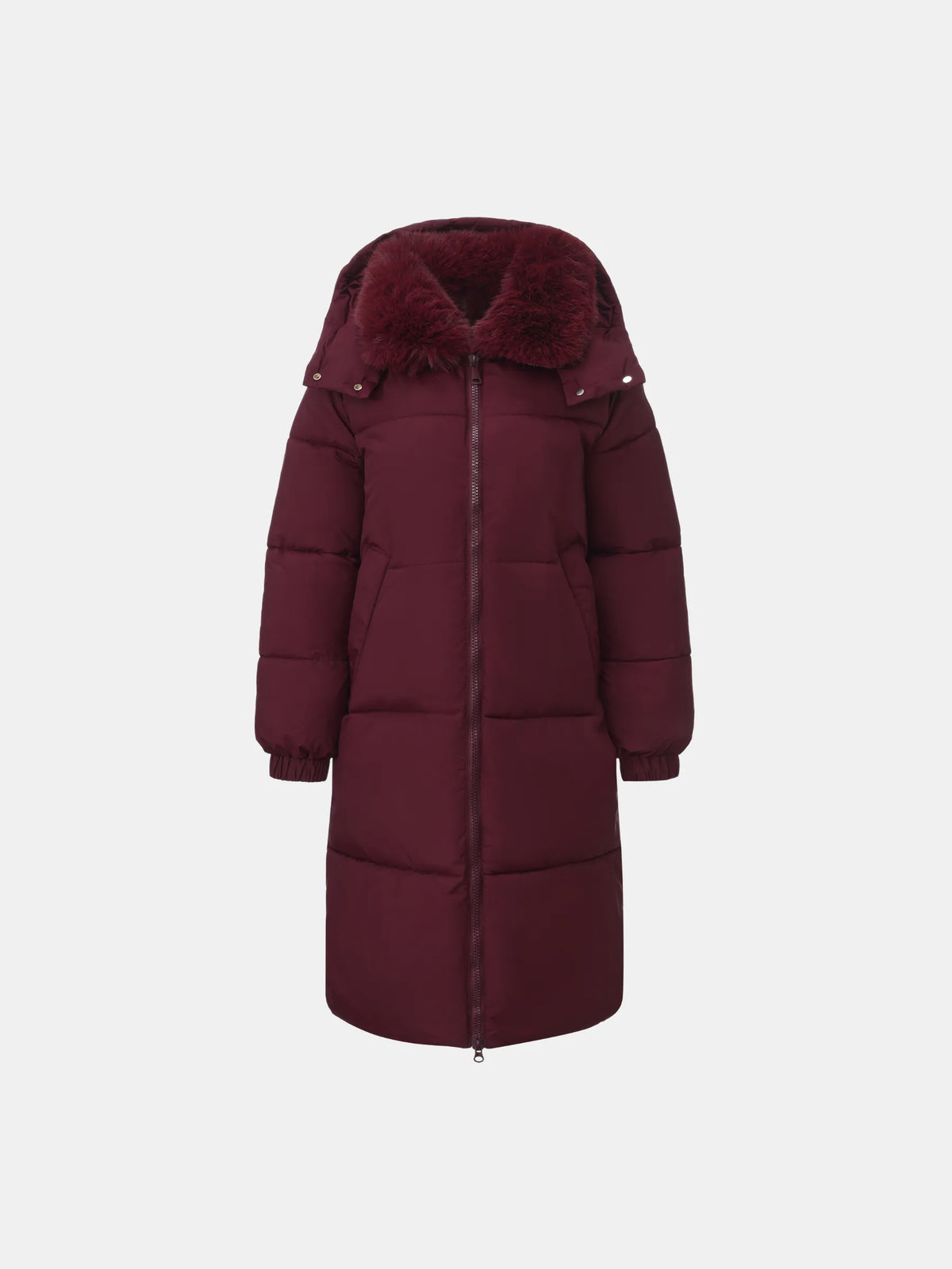 PUFFLT Faux Fur Collar Long Puffer Jacket