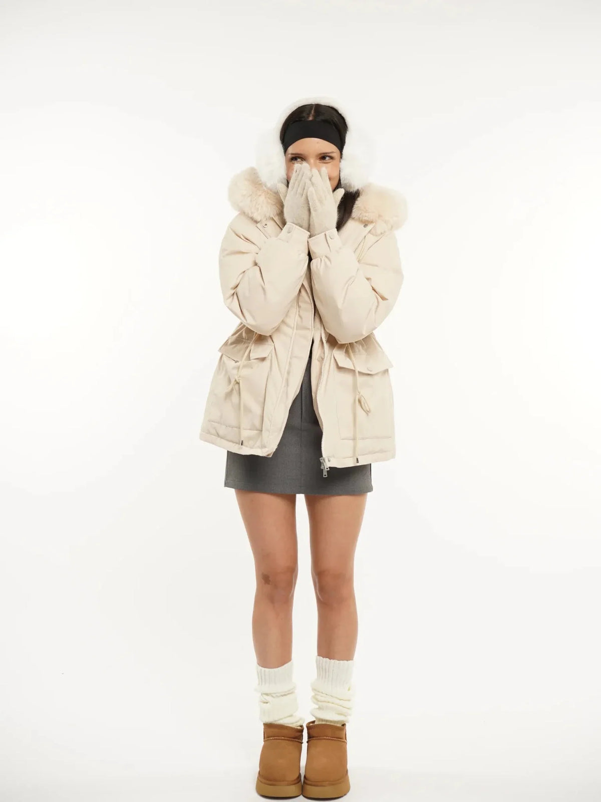 PUFFLT Faux Fur Lined And Trim Parka