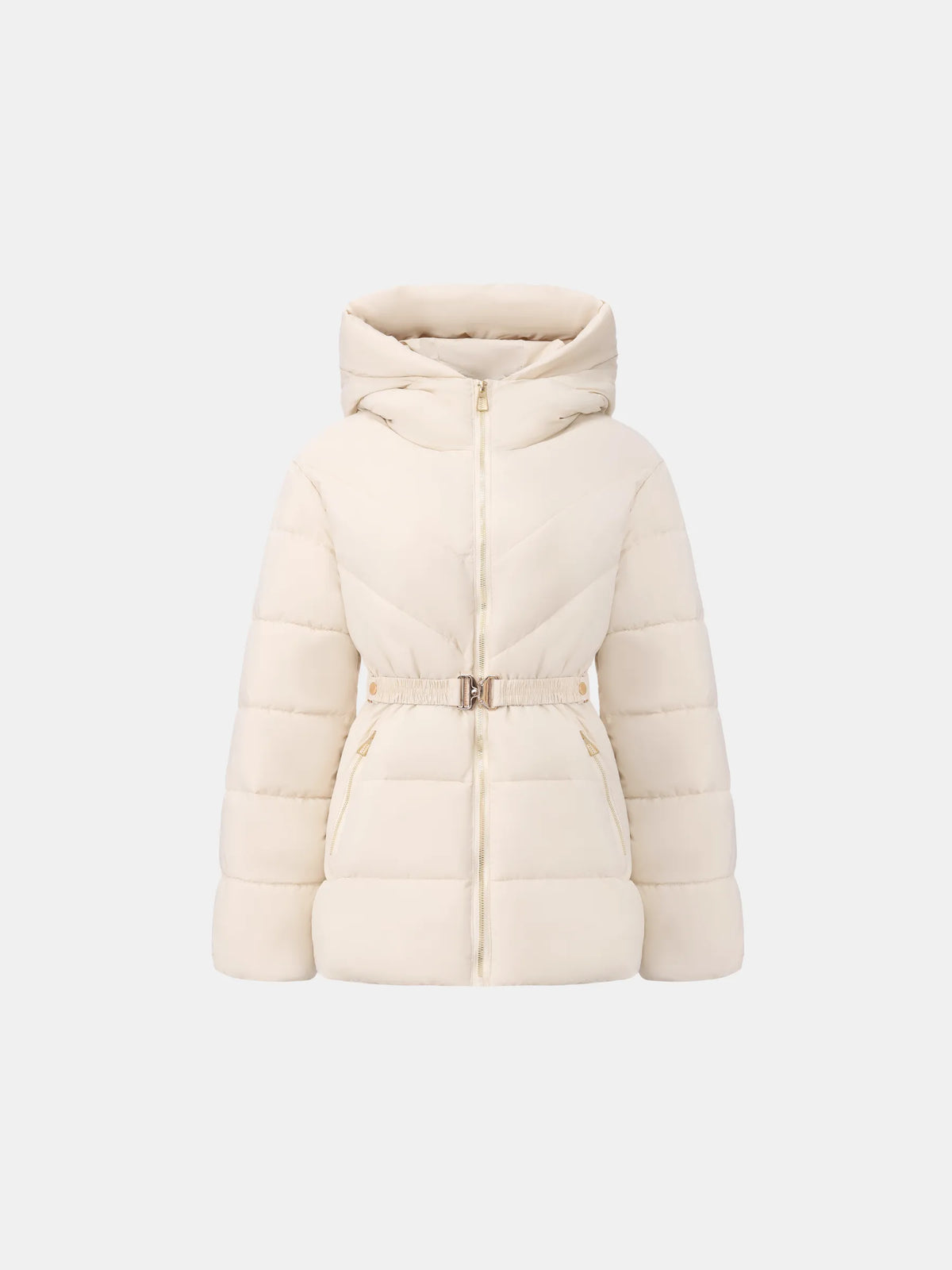 PUFFLT Gold-tone Belted Puffer Jacket
