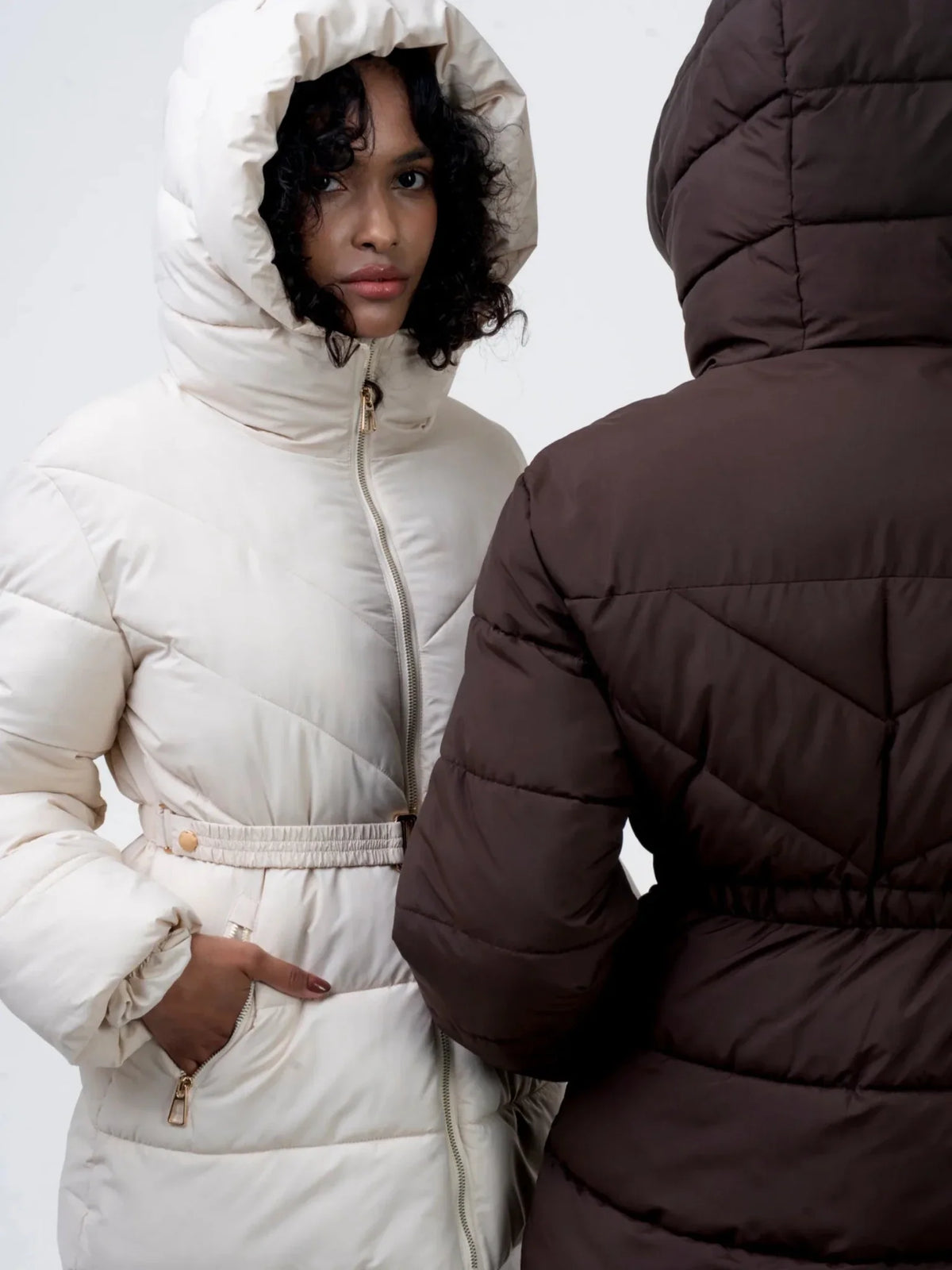 PUFFLT Gold-tone Belted Puffer Jacket