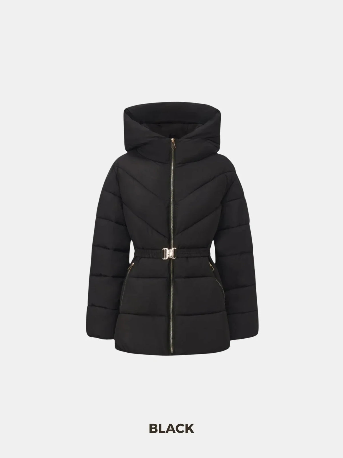 PUFFLT Gold-tone Belted Puffer Jacket