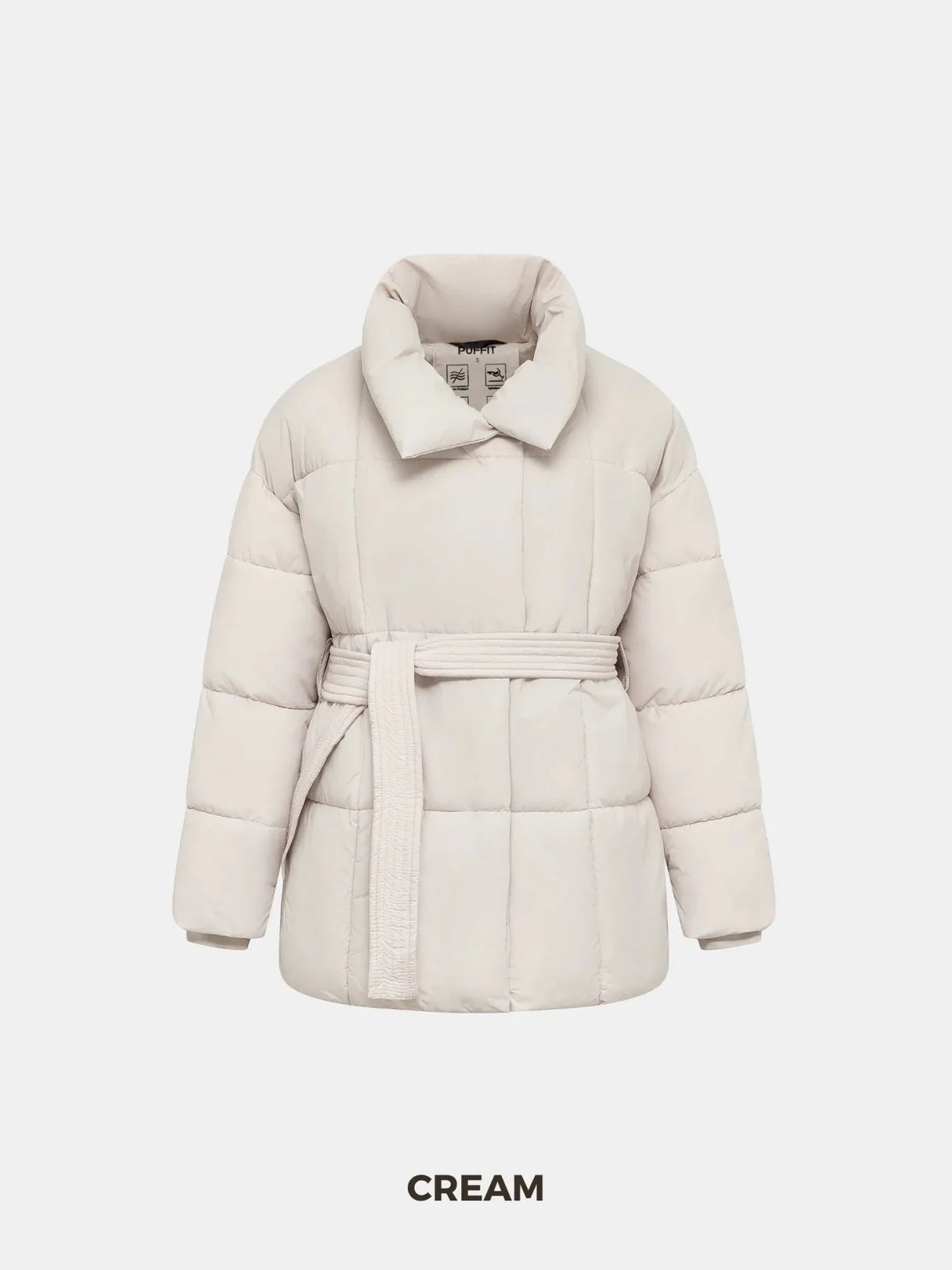 PUFFLT Mid Length Belted Puffer Jacket