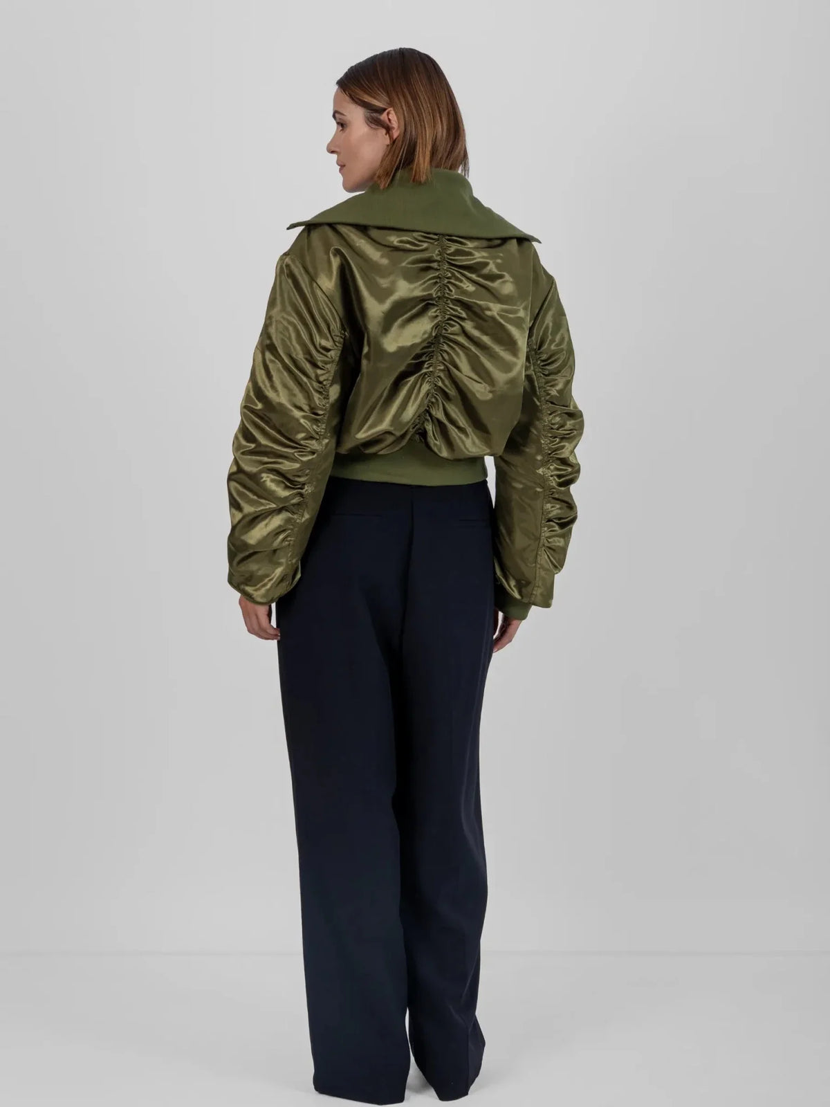 PUFFLT Shiny Cropped Padded Bomber