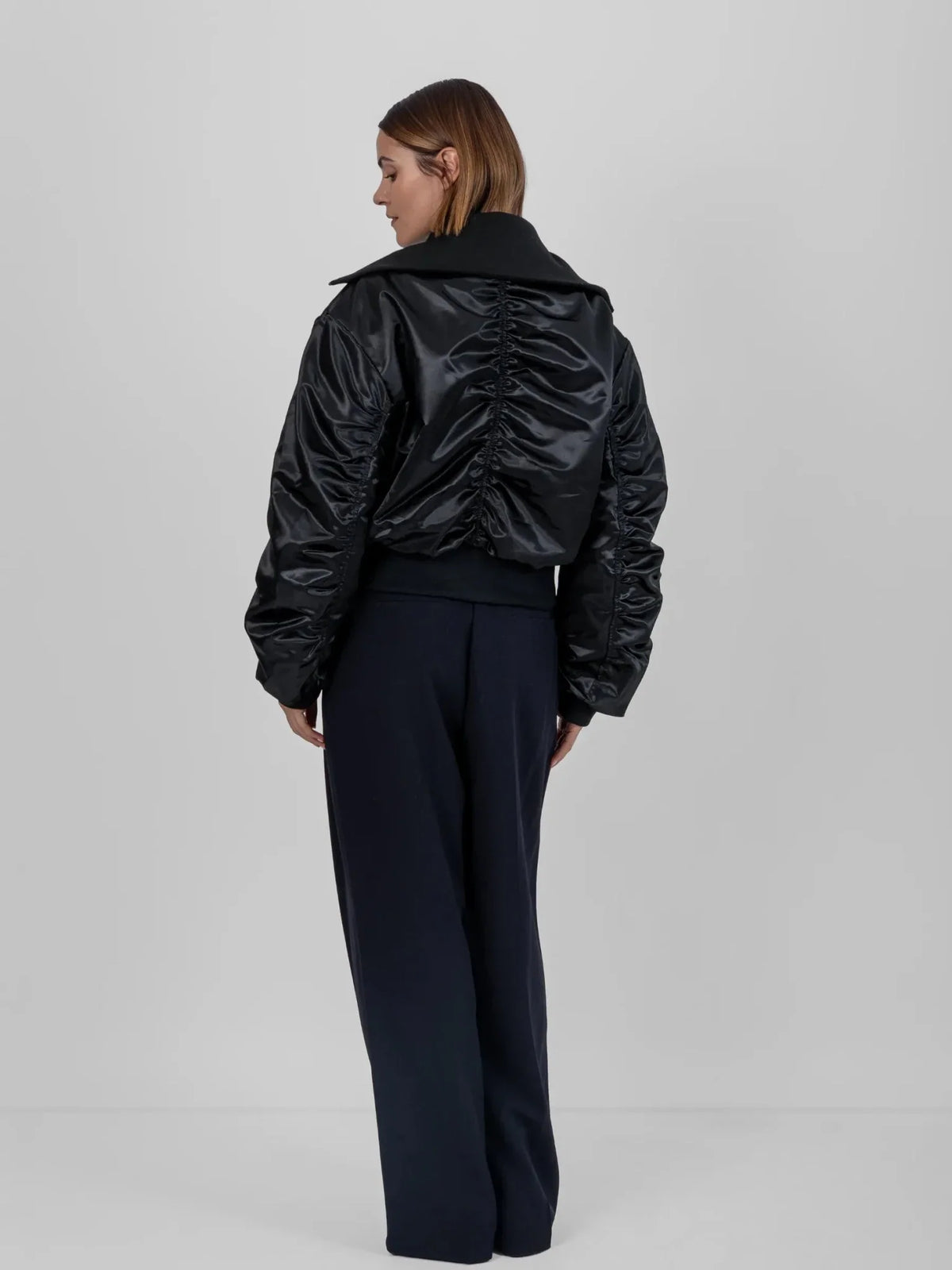 PUFFLT Shiny Cropped Padded Bomber