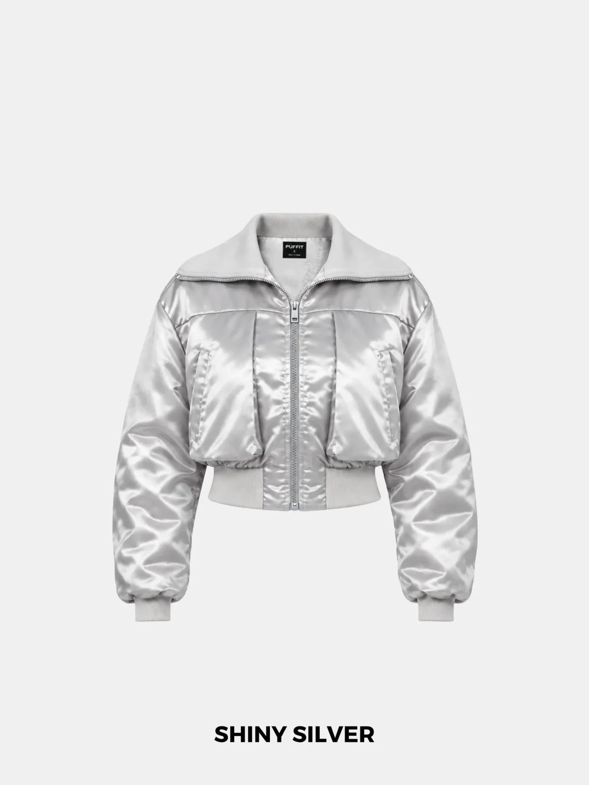 PUFFLT Shiny Cropped Padded Bomber
