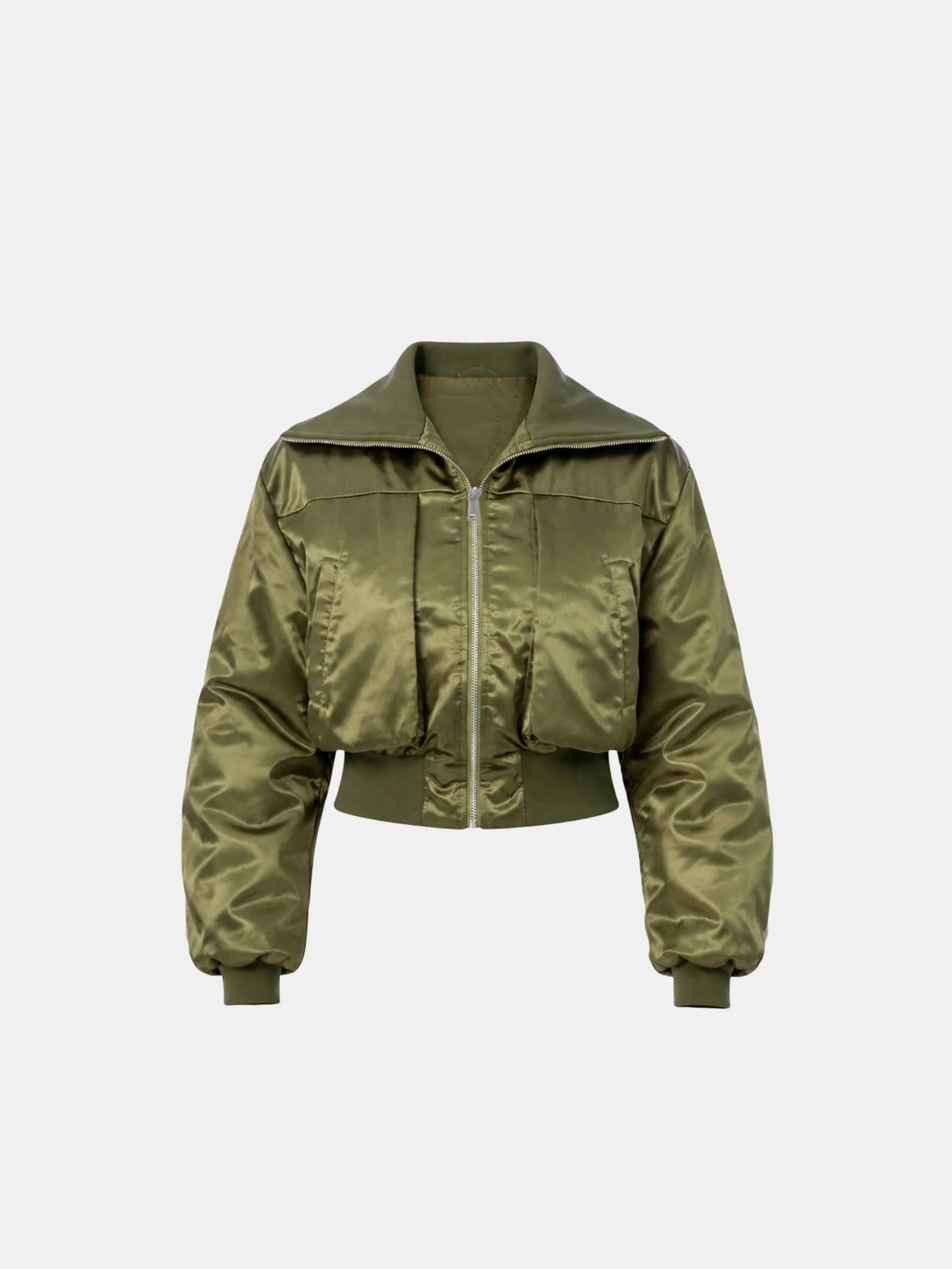 PUFFLT Shiny Cropped Padded Bomber