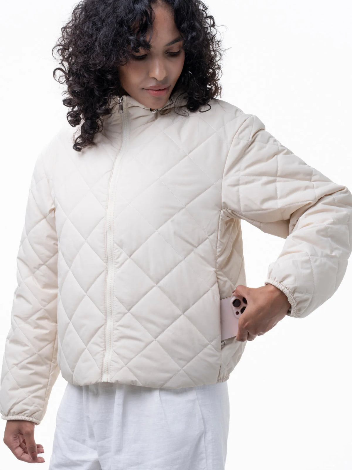 PUFFLT Short Diamond Quilted Jacket