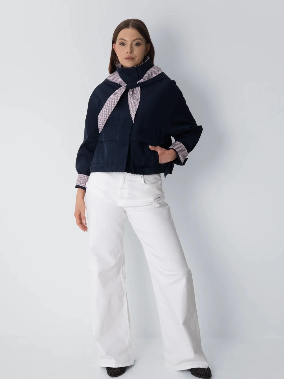PUFFLT Funnel Collar Waterproof Bomber Jacket With Optional Hooded Scarf