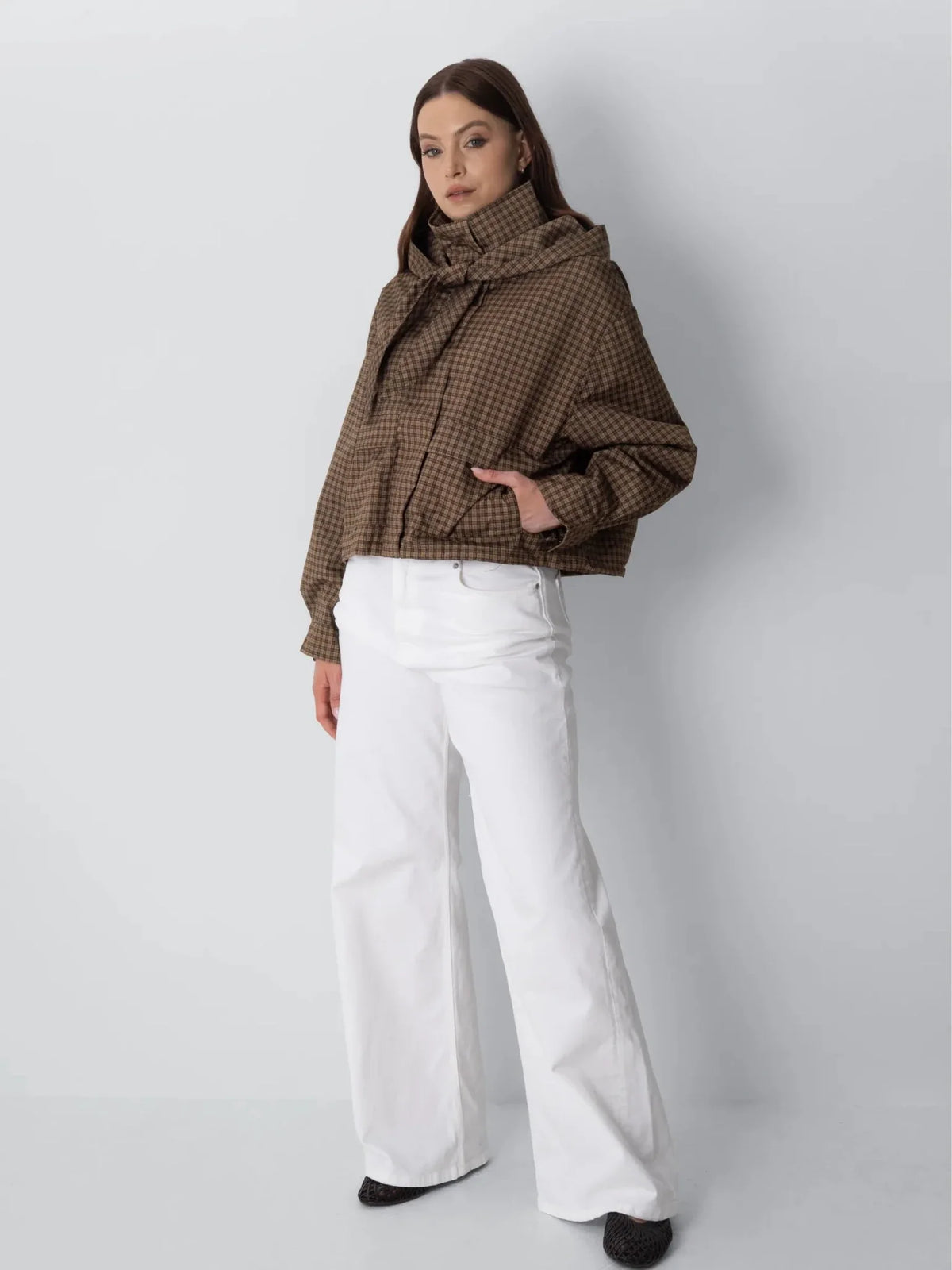 PUFFLT Funnel Collar Waterproof Bomber Jacket With Optional Hooded Scarf