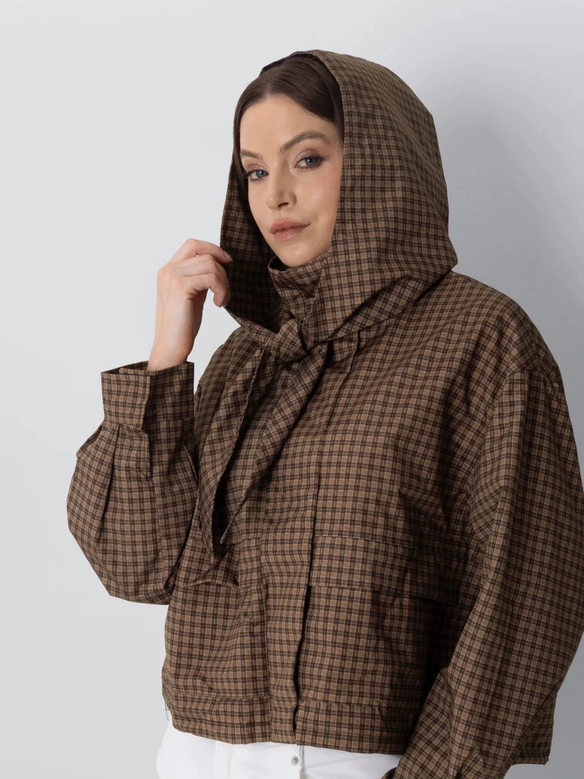 PUFFLT Funnel Collar Waterproof Bomber Jacket With Optional Hooded Scarf