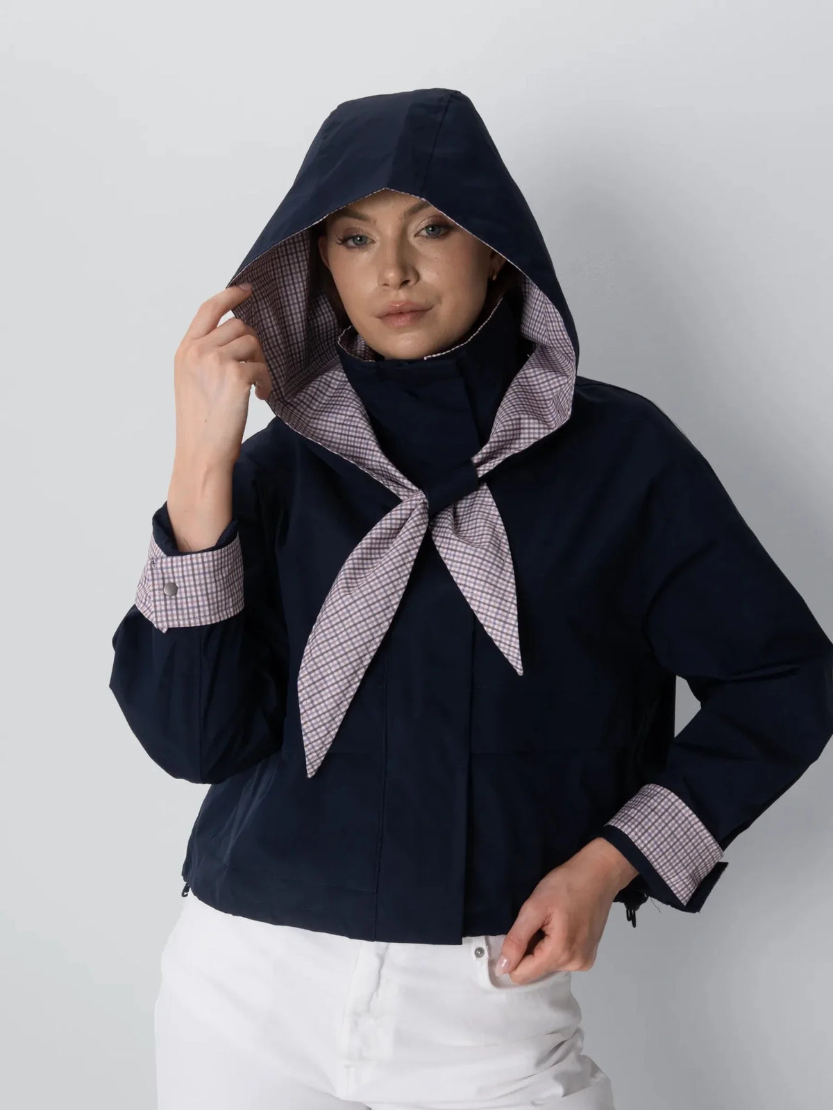 PUFFLT Funnel Collar Waterproof Bomber Jacket With Optional Hooded Scarf