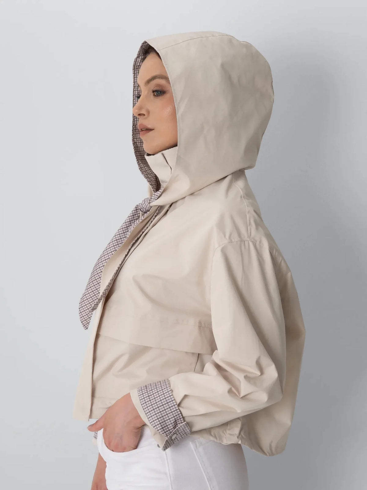 PUFFLT Funnel Collar Waterproof Bomber Jacket With Optional Hooded Scarf