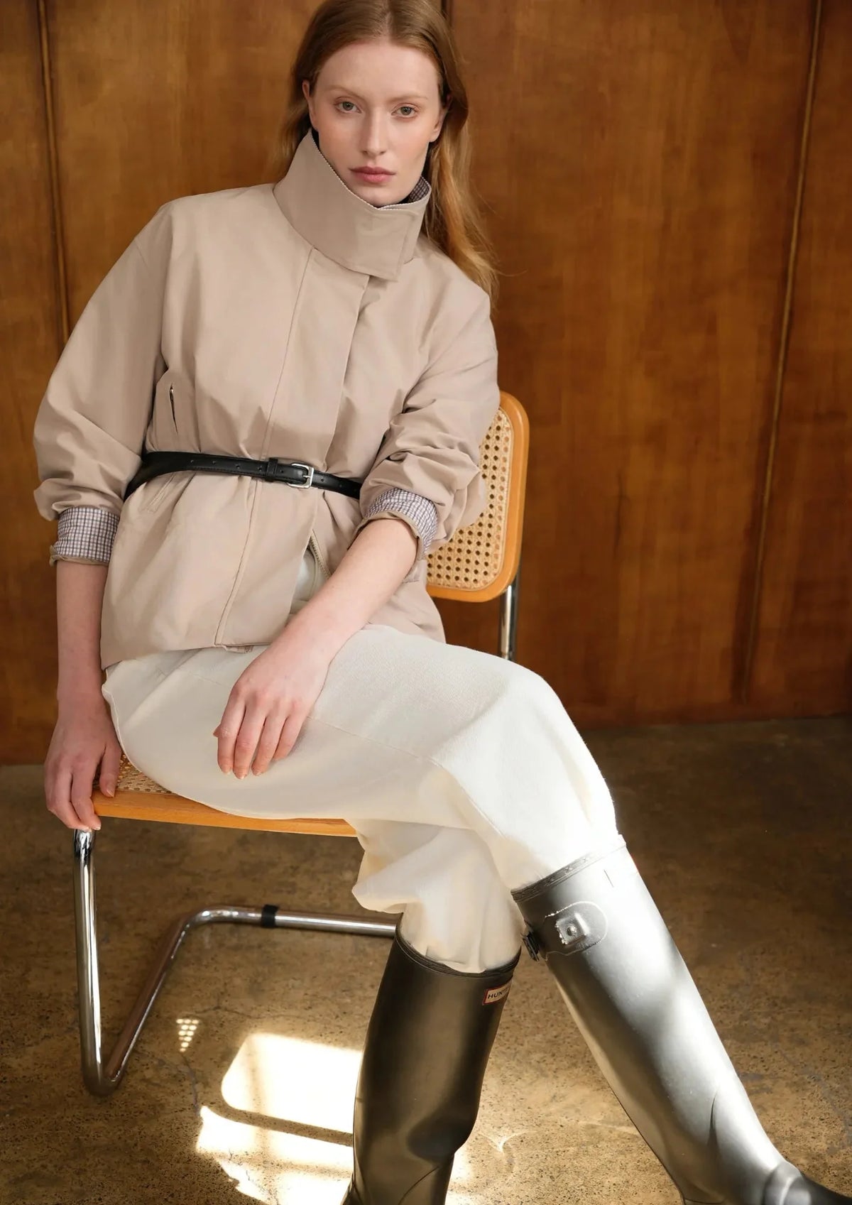 PUFFLT High Convertible Collar Waterproof Trench Coat