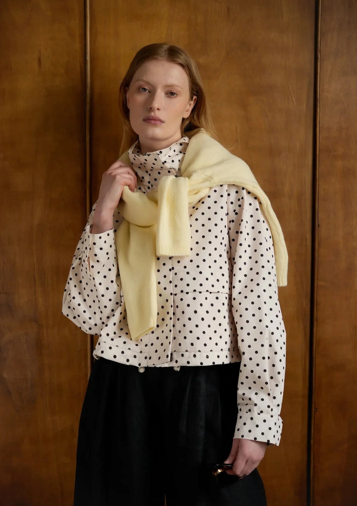 PUFFLT Pin Dot Stand Collar Bomber Jacket