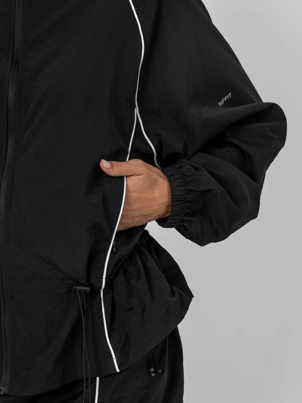 PUFFLT Water Repellent Full-Zip Packable-Hood Track Jacket