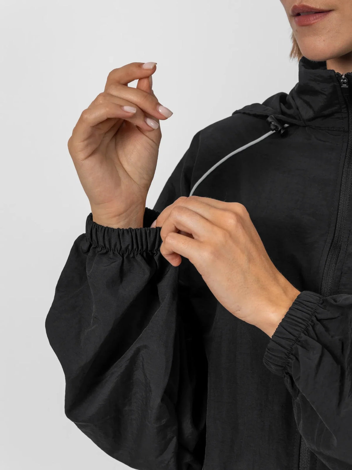 PUFFLT Water Repellent Full-Zip Packable-Hood Track Jacket