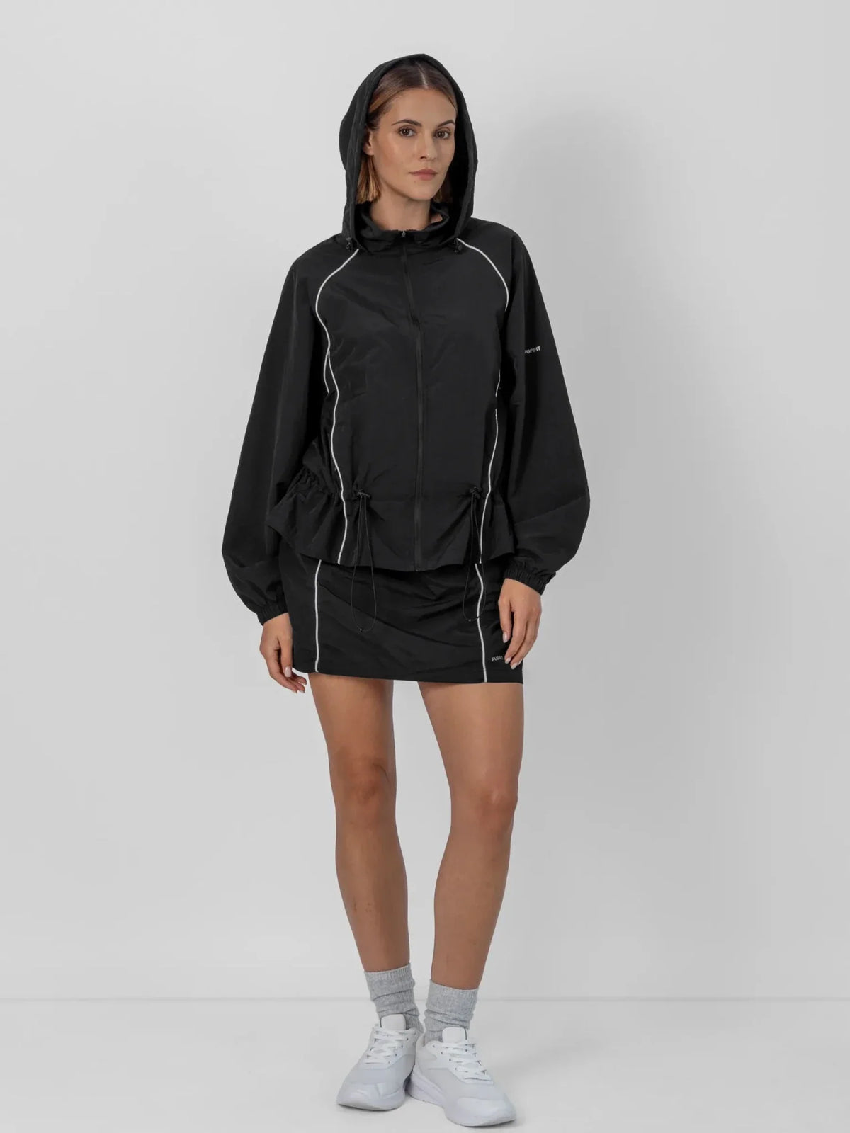 PUFFLT Water Repellent Full-Zip Packable-Hood Track Jacket