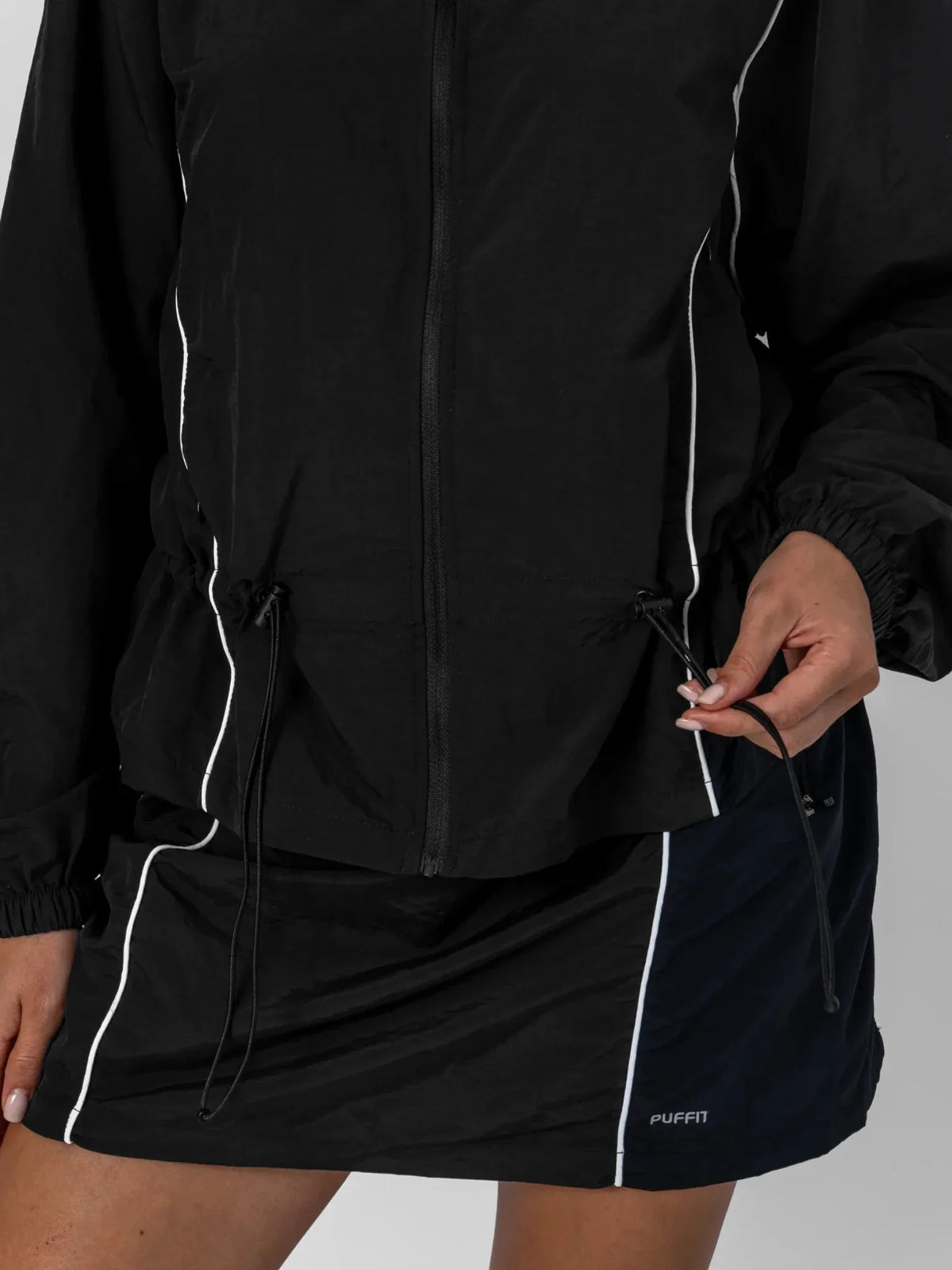 PUFFLT Water Repellent Full-Zip Packable-Hood Track Jacket