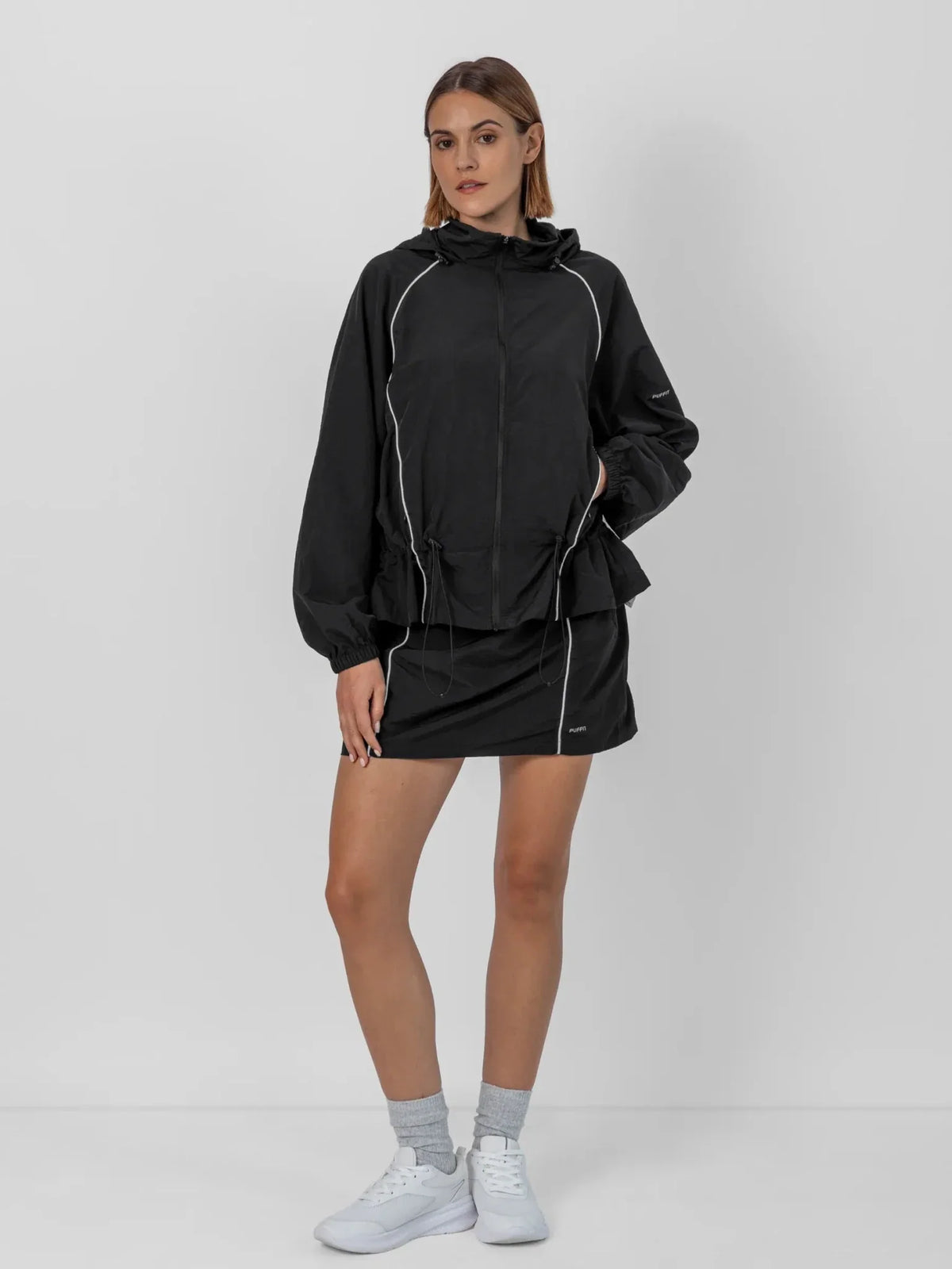 PUFFLT Water Repellent Full-Zip Packable-Hood Track Jacket