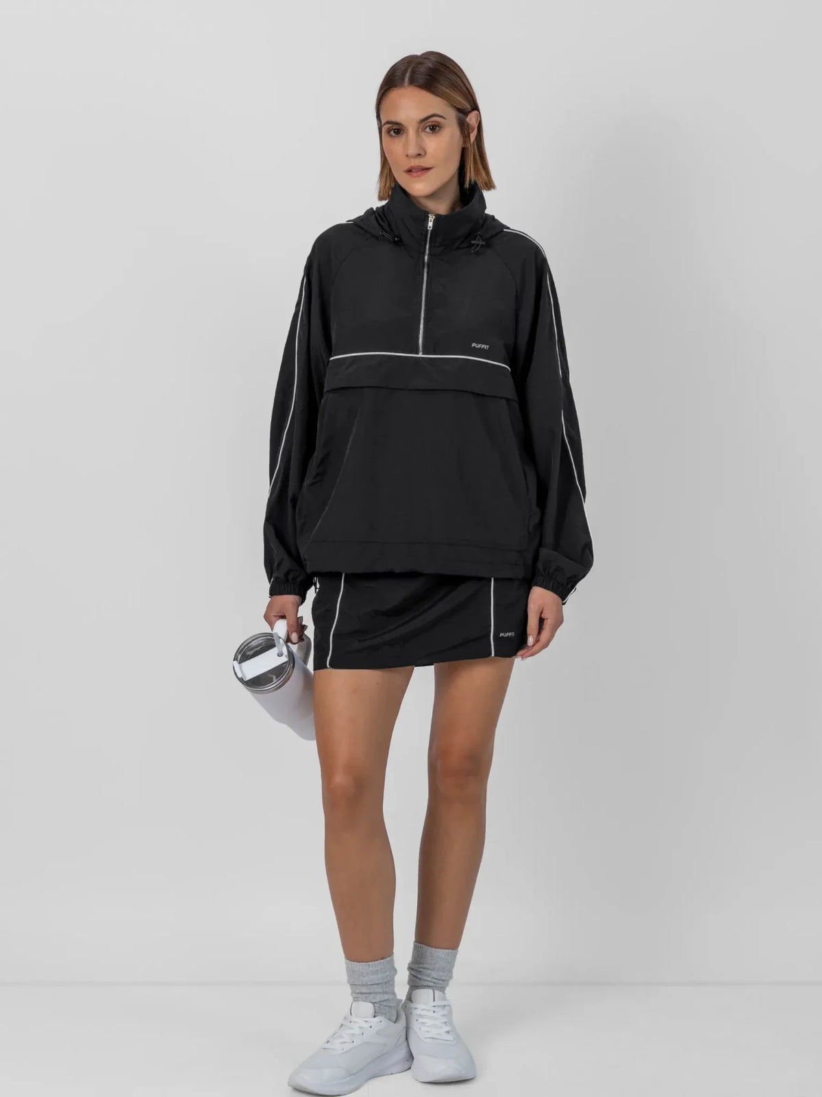 PUFFLT Water Repellent Packable-Hood Track Anorak