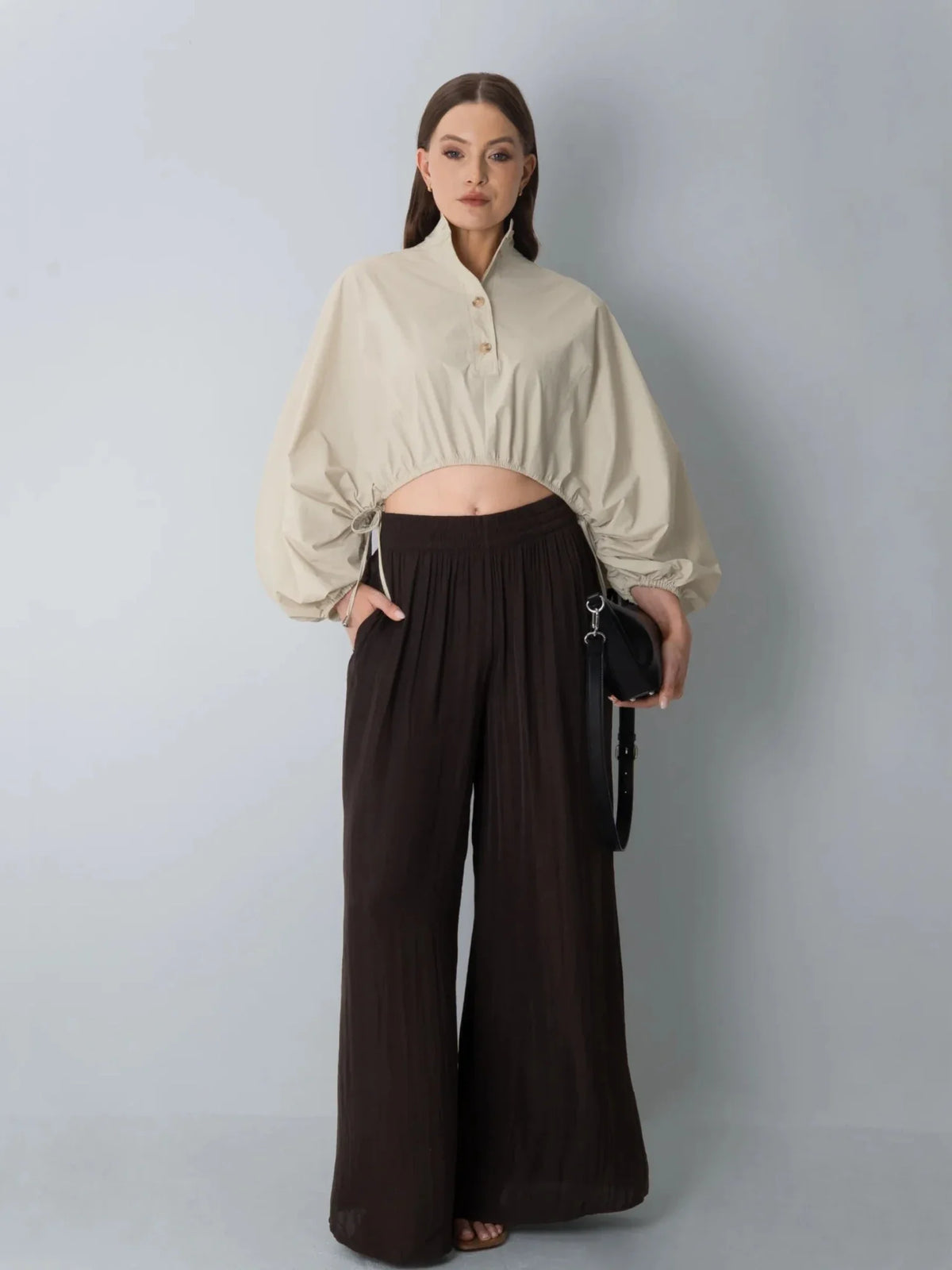 PUFFLT Drawstring Waist Blouse