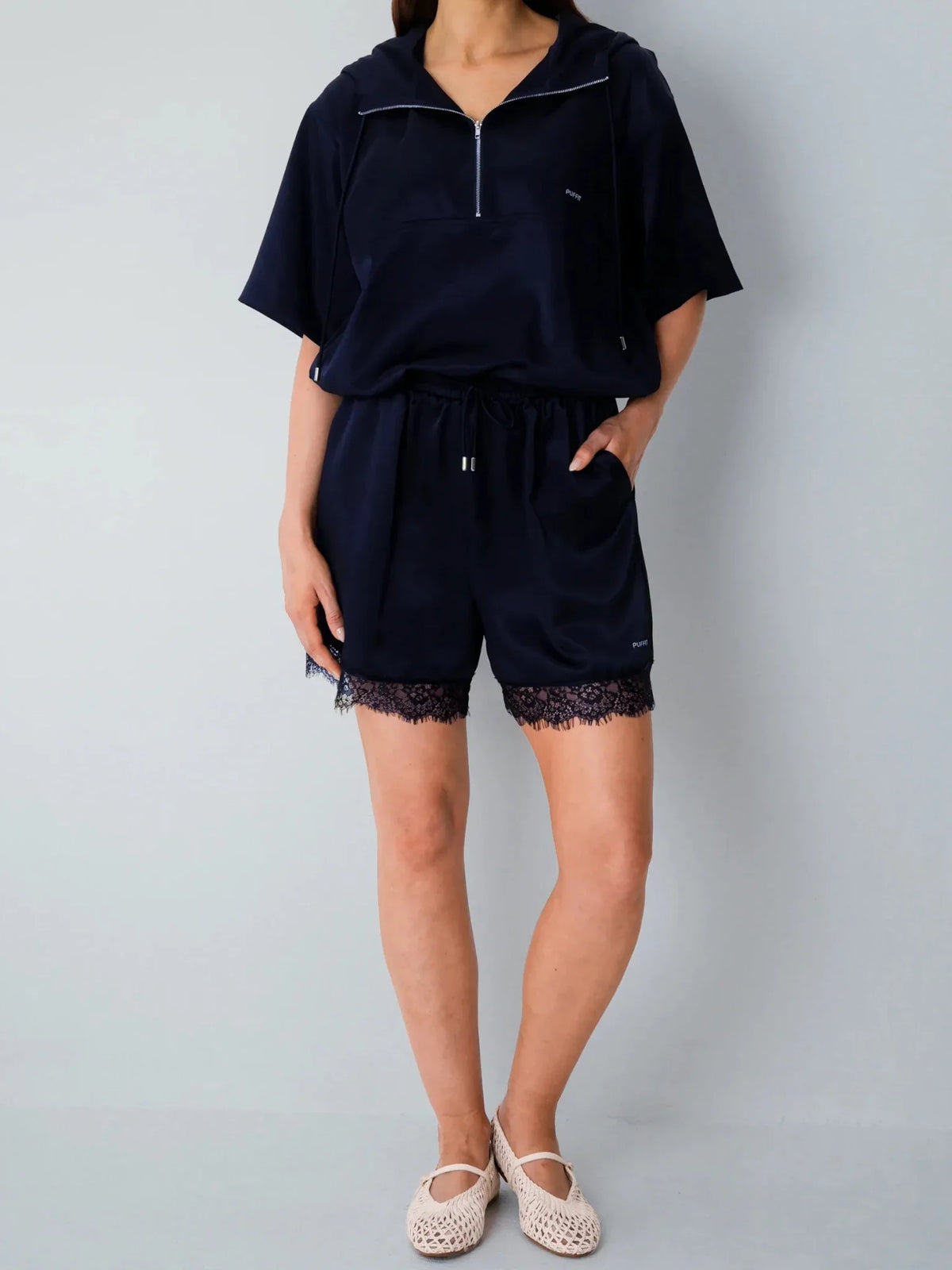 PUFFLT Odor Control Silky Cool Touch Lace Trim Shorts