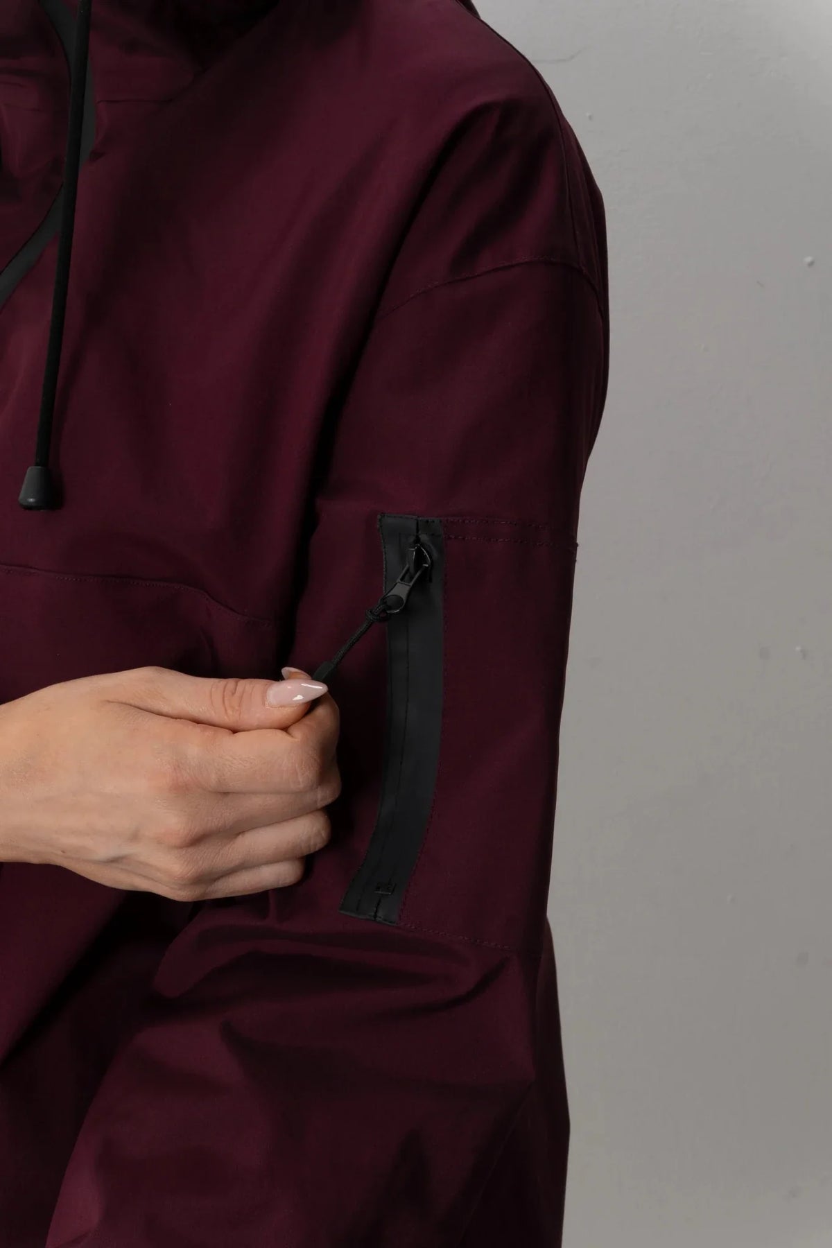 PUFFLT Burgundy Relaxed Fit Rain Hoodie