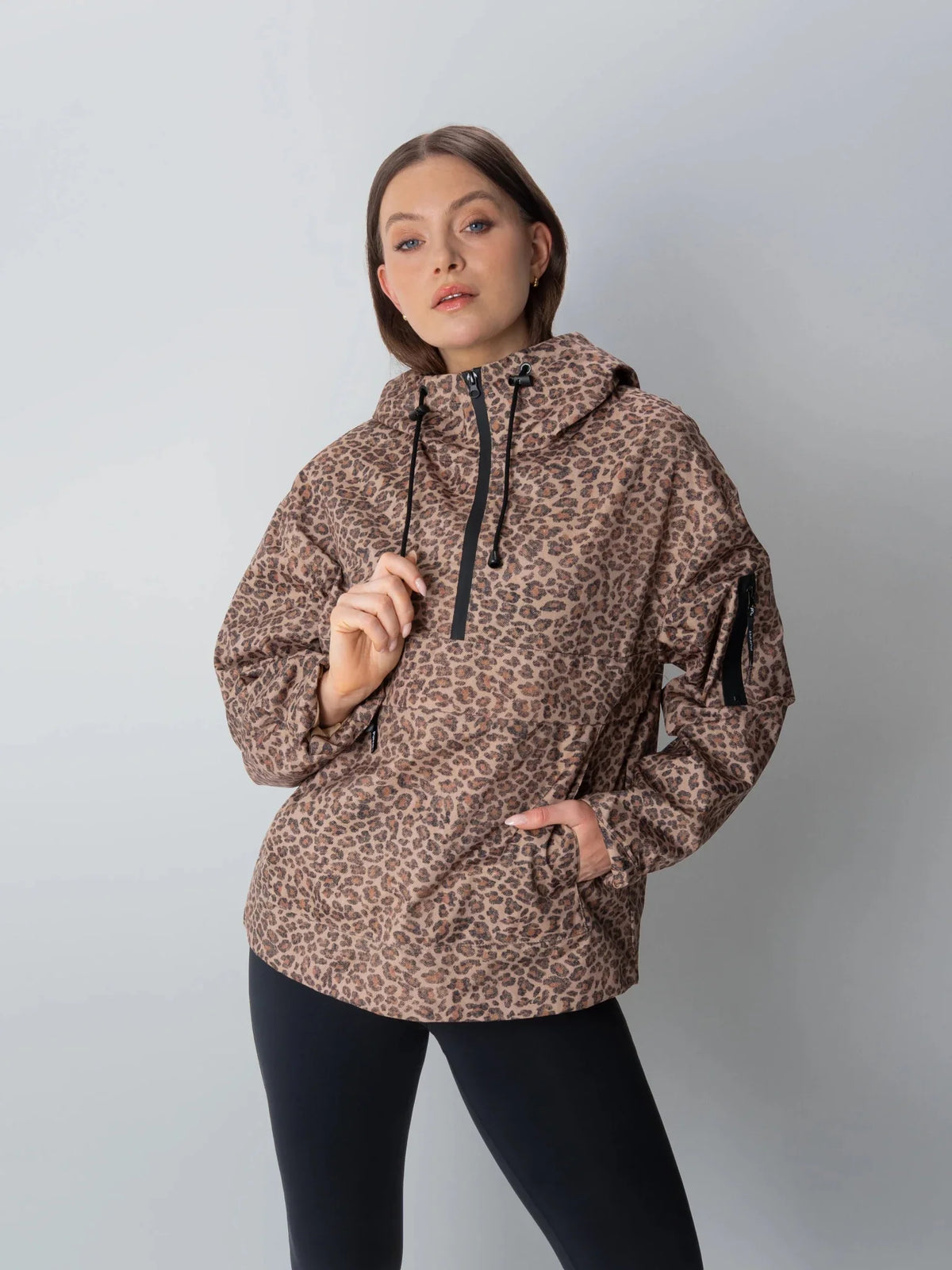 PUFFLT Leopard Print Relaxed Fit Rain Hoodie