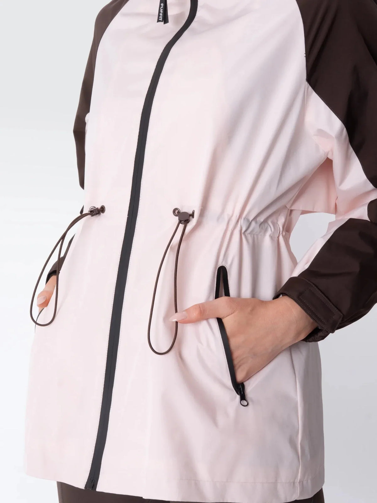 PUFFLT Brown/Pink Full-Zip Rain Jacket