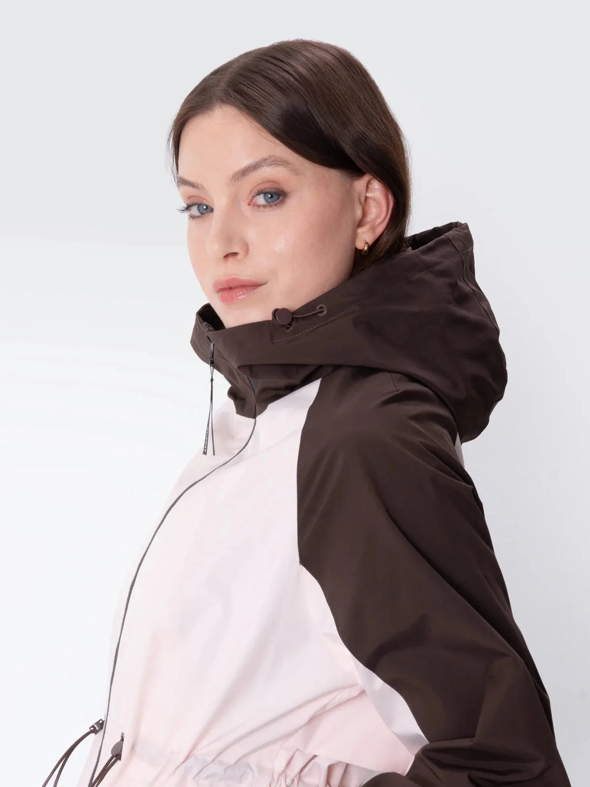 PUFFLT Brown/Pink Full-Zip Rain Jacket