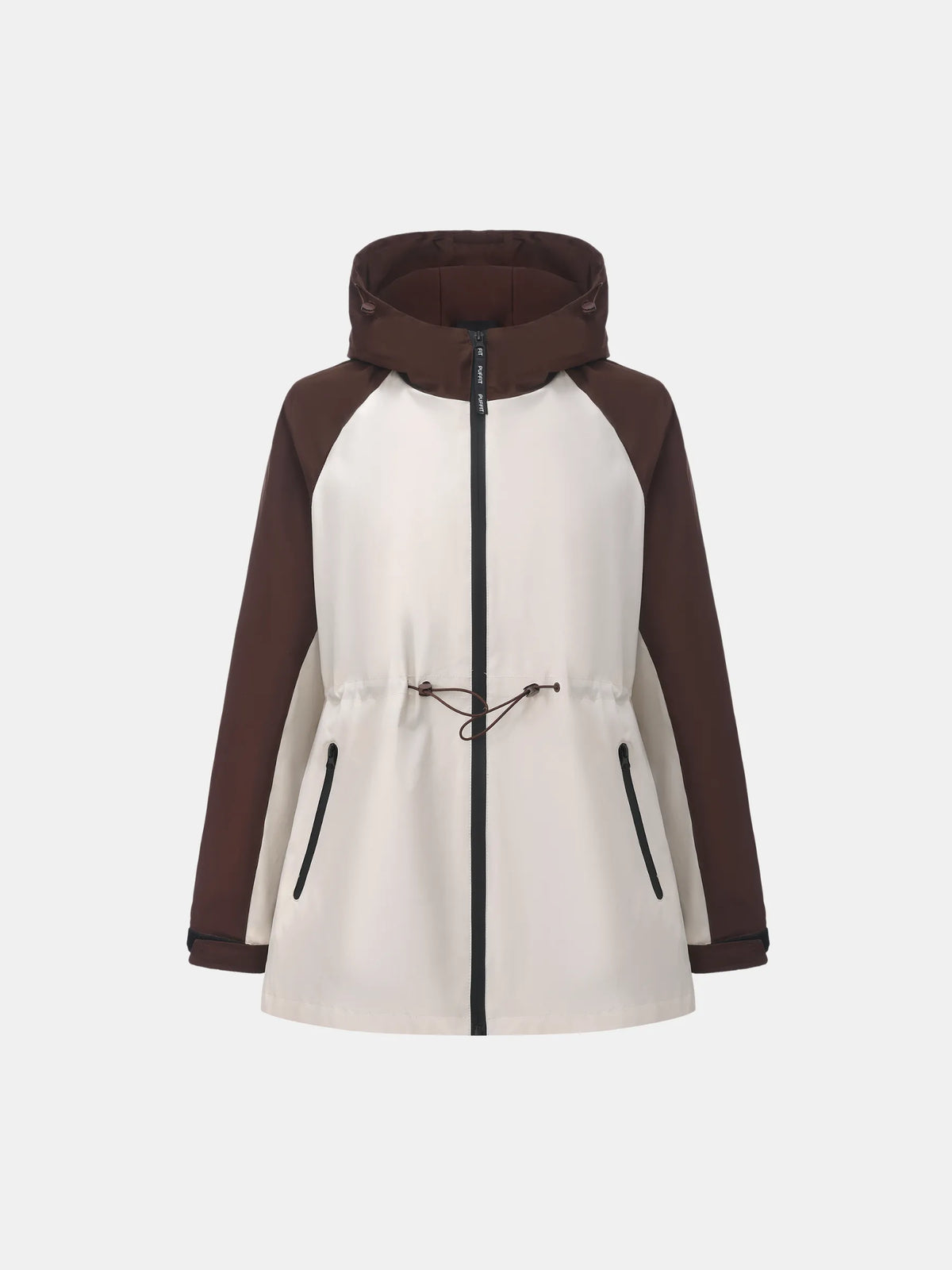 PUFFLT Brown/White Full-Zip Rain Jacket