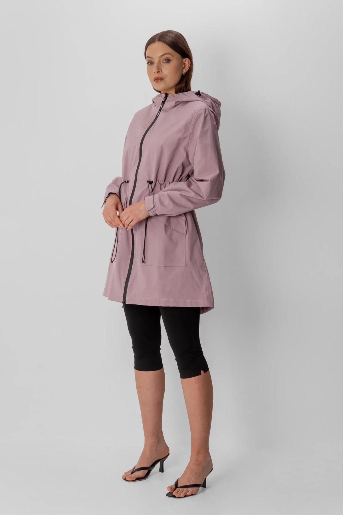 PUFFLT Mid Length Large Pockets Raincoat