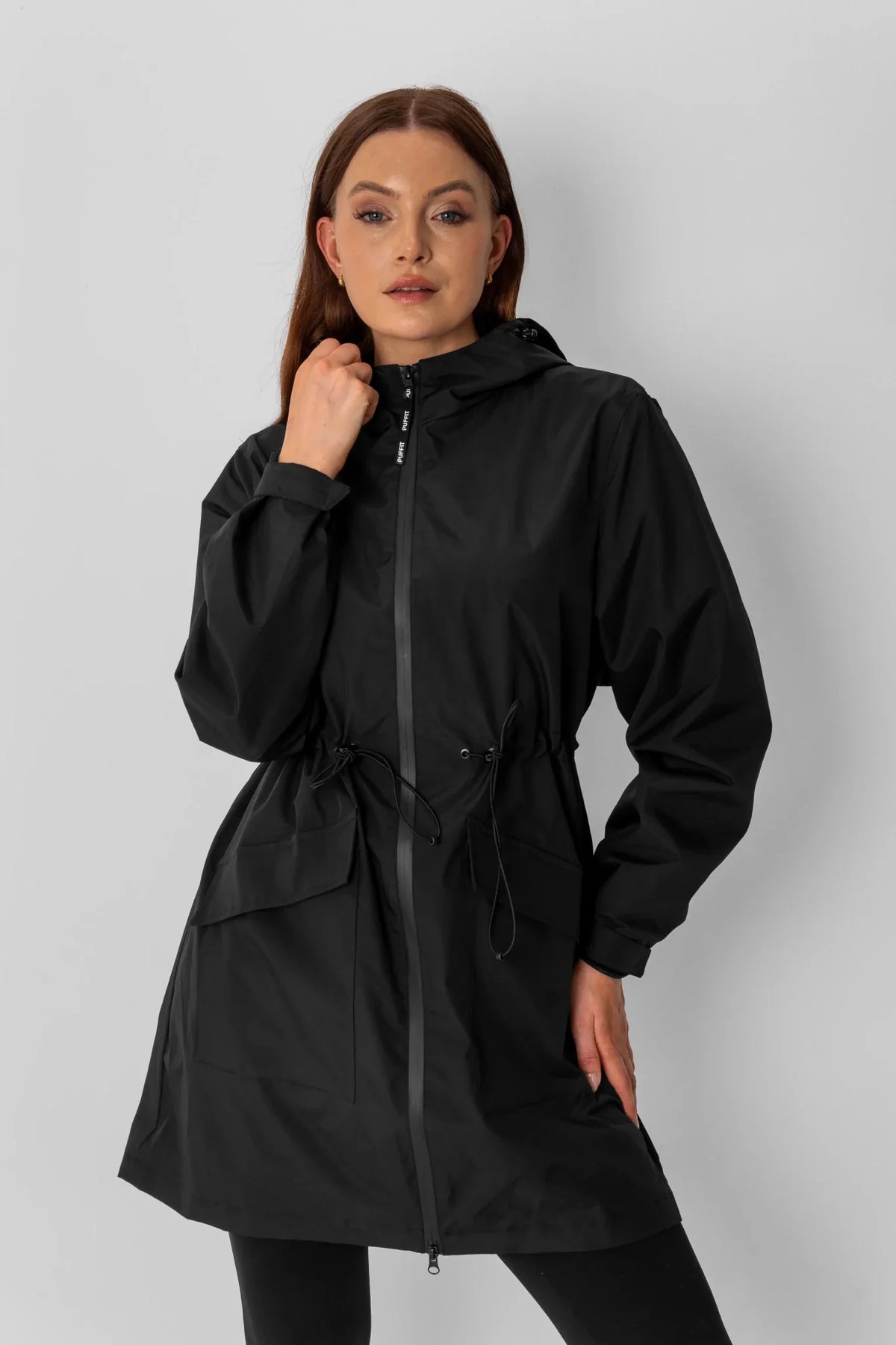 PUFFLT Mid Length Large Pockets Raincoat