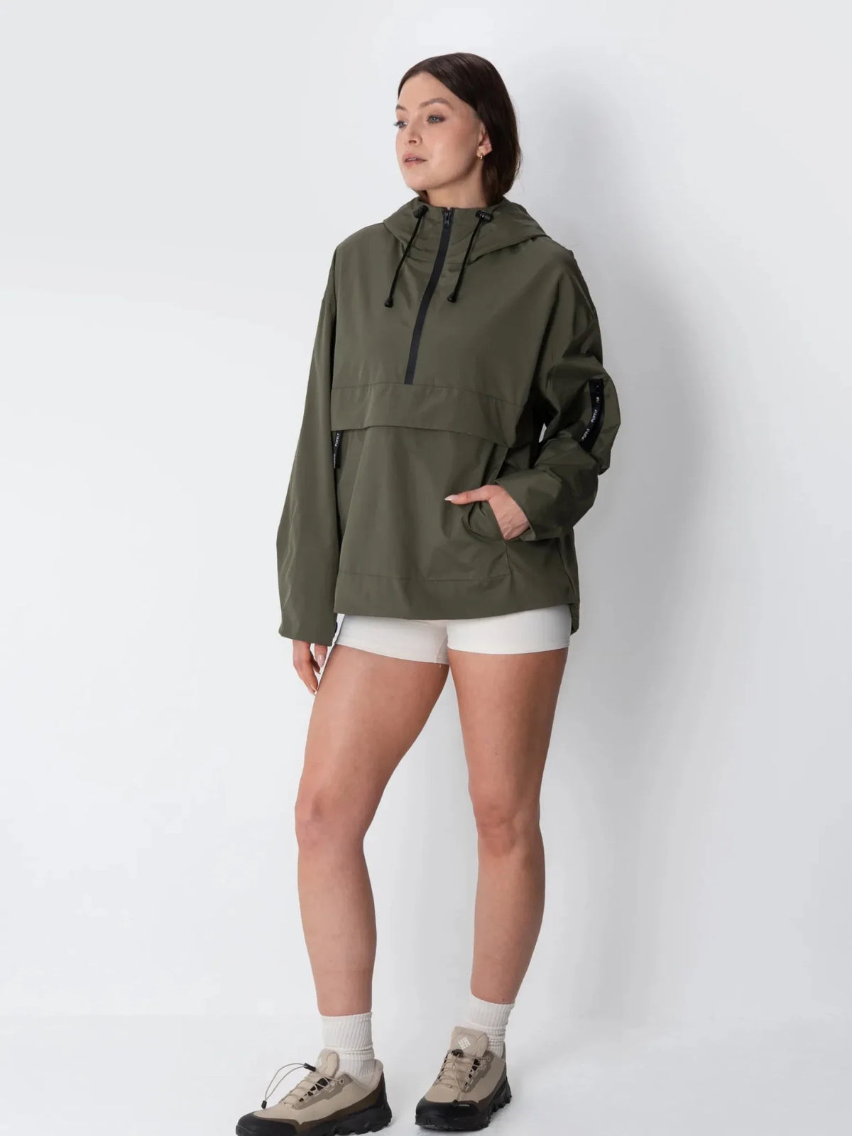 PUFFLT Army Green Relaxed Fit Rain Hoodie