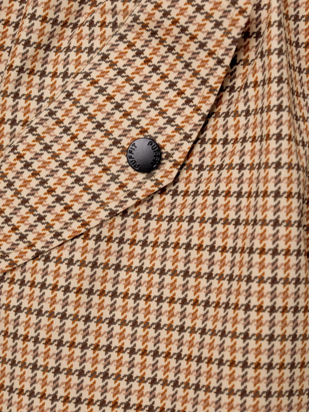 PUFFLT Beige Houndstooth Long Breathable Raincoat