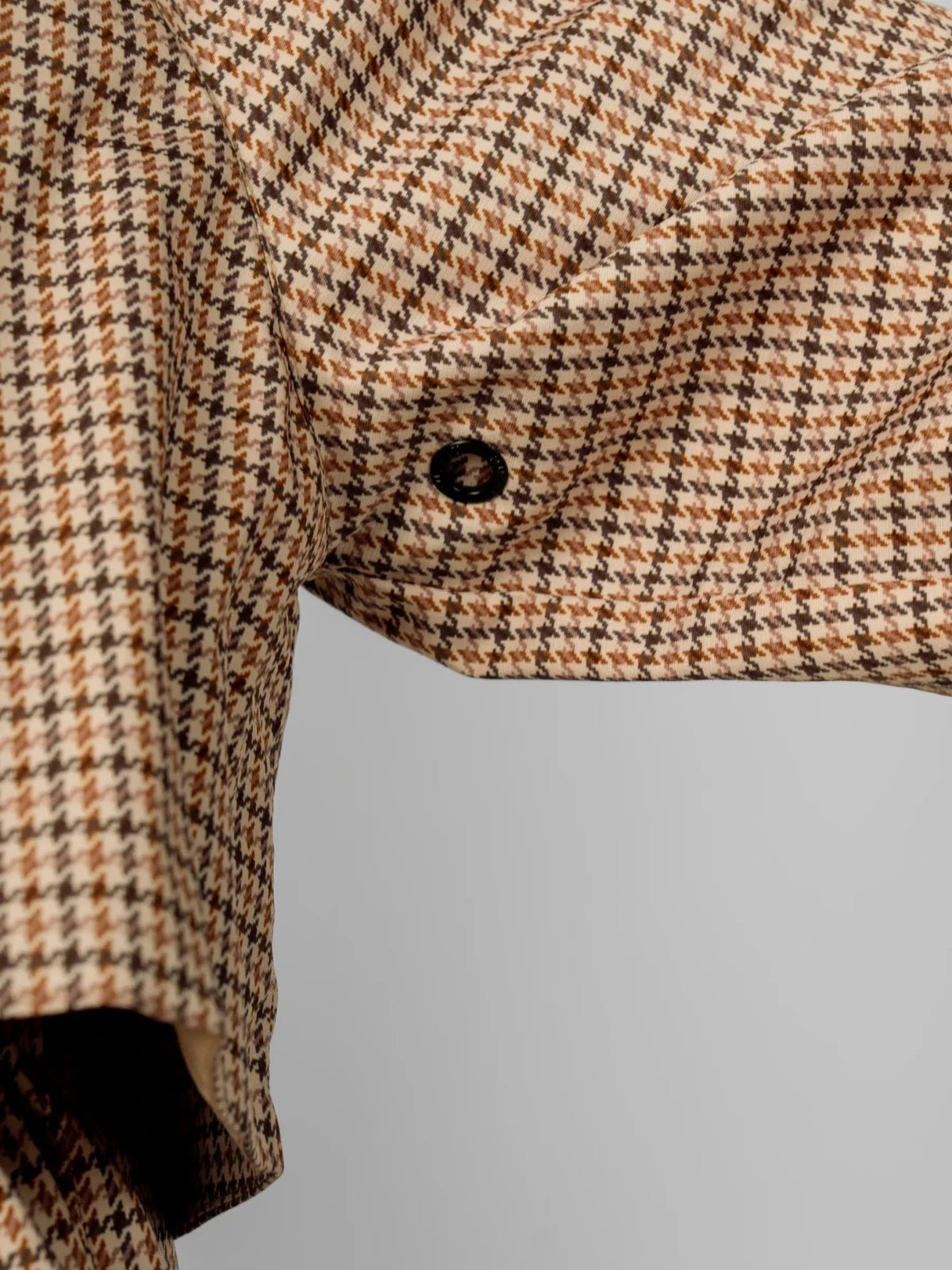PUFFLT Beige Houndstooth Long Breathable Raincoat