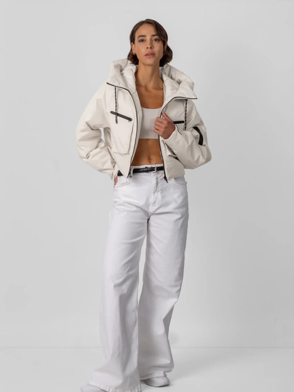 PUFFLT Padded Cropped Hooded Rain Jacket