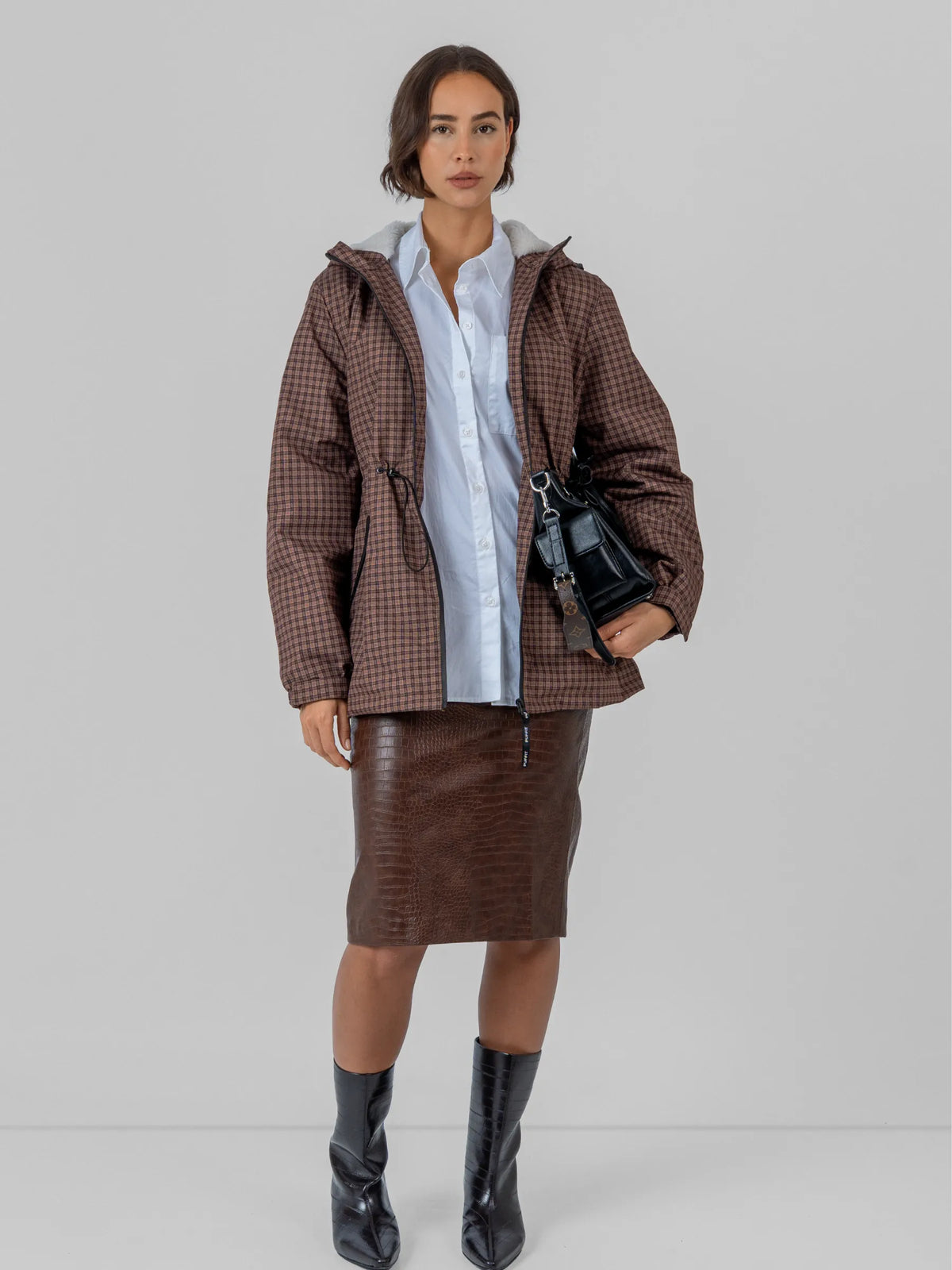 PUFFLT Faux Fur Lined Full Zip Rain Jacket
