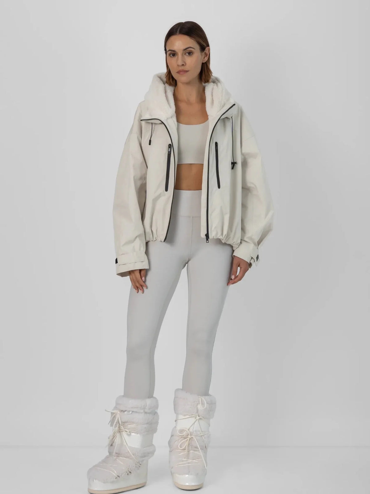PUFFLT Faux Fur Lined One Size Short Oversized Rain Jacket