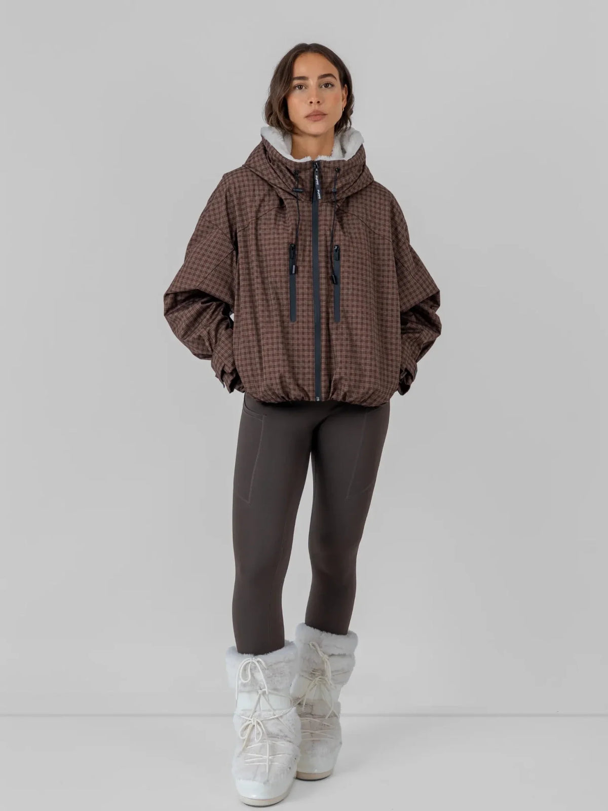 PUFFLT Faux Fur Lined One Size Short Oversized Rain Jacket