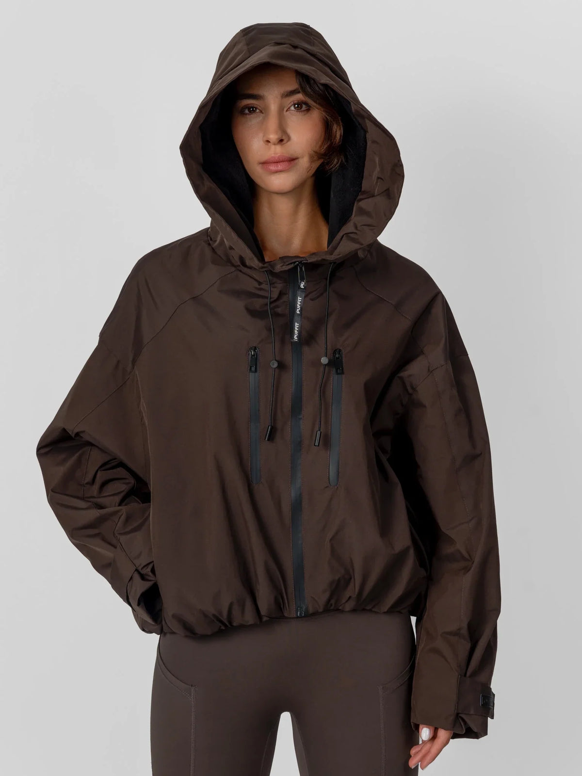 PUFFLT Fleece Lined One Size Short Oversized Rain Jacket