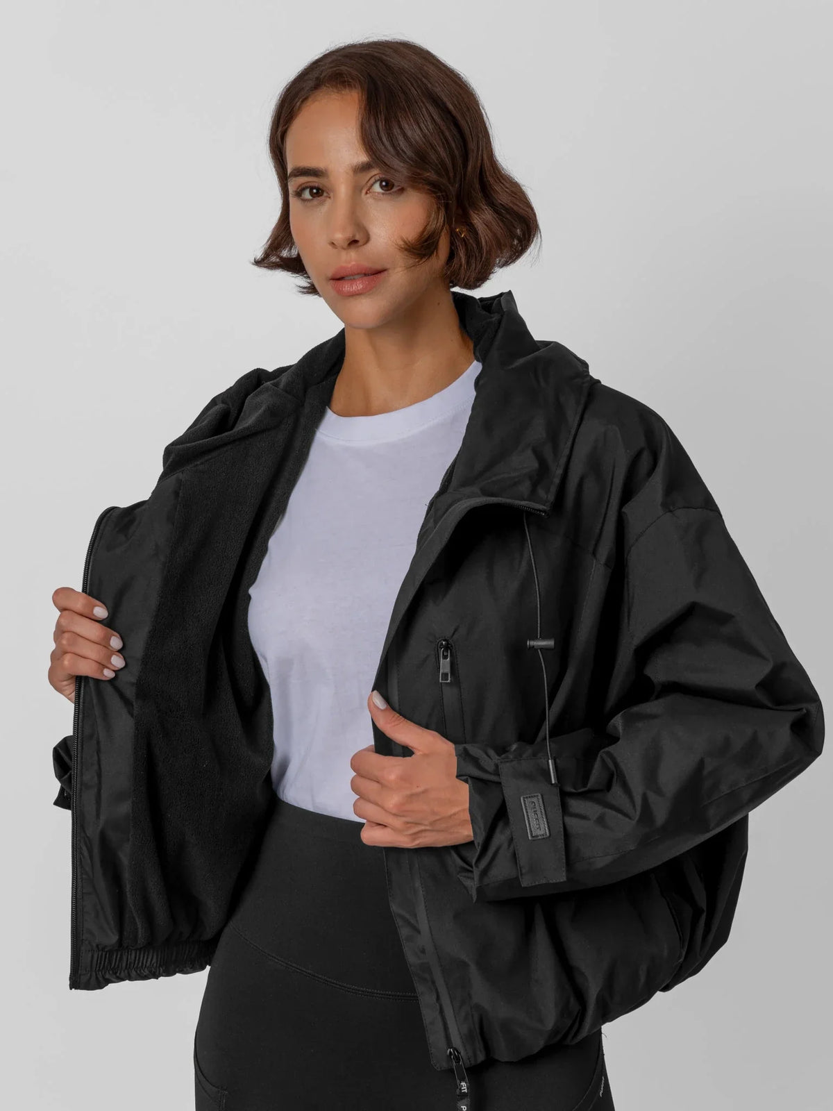 PUFFLT Fleece Lined One Size Short Oversized Rain Jacket