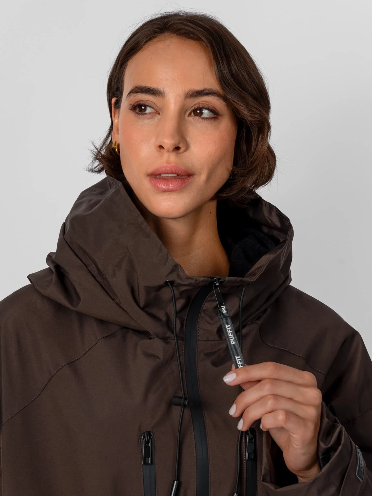 PUFFLT Fleece Lined One Size Short Oversized Rain Jacket